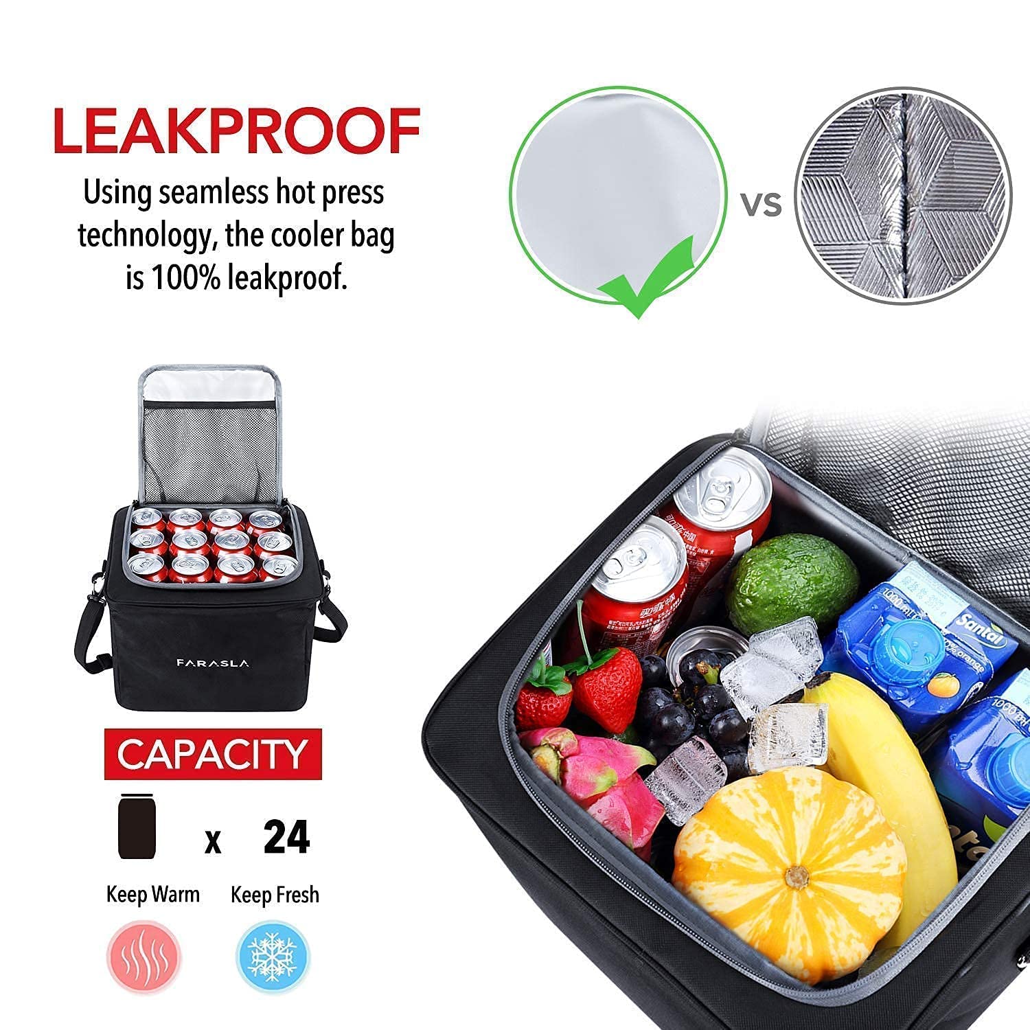 Farasla Waterproof Trunk Organizer with Leakproof Cooler Bag & Car Trash Can - Car Storage Solution for Travel, Camping & Road Trips