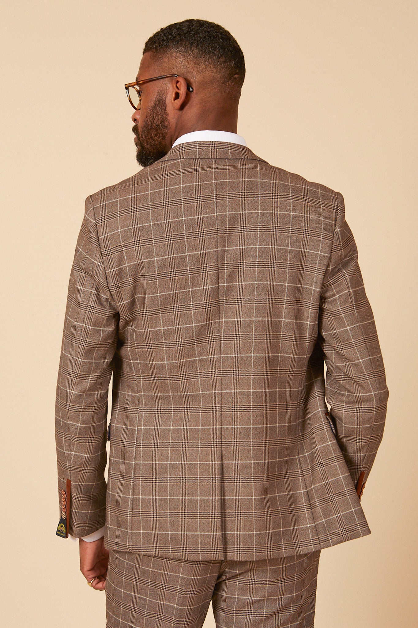 RAY Tan Check Blazer for Women - Stylish Casual Office Blazer with Classic Check Pattern | Perfect for Business Meetings, Workwear & Smart Casual Outfits