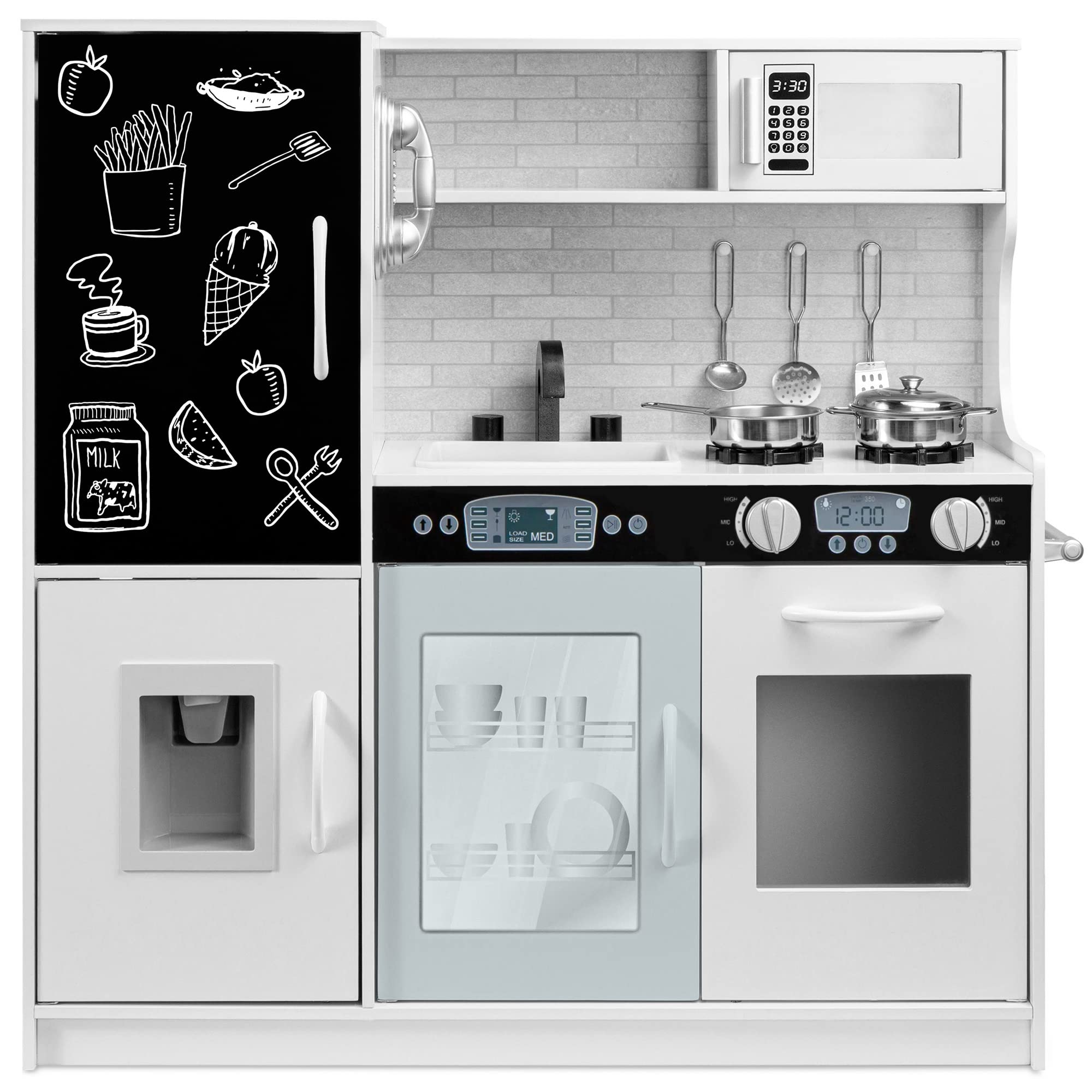 Best Wooden Pretend Play Kitchen Toy Set for Kids - Realistic Design with Telephone, Utensils, Oven, Microwave & Sink - White | Perfect for Imaginative Play, Role-Playing & Early Childhood Development