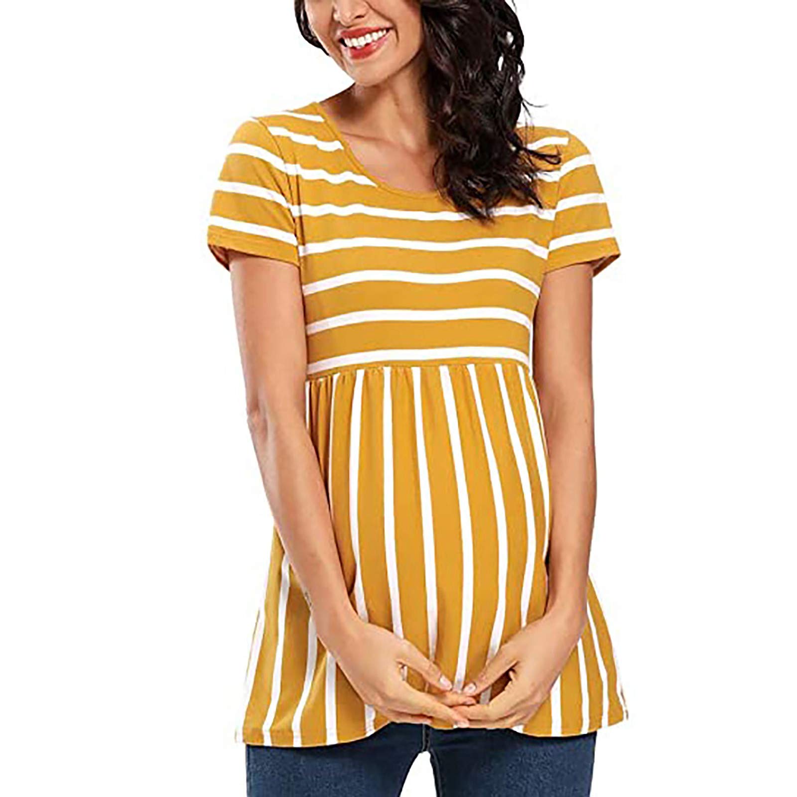 **Stylish Maternity T-Shirt for Women - Short Sleeve Pregnancy Top with Trendy Print, Comfortable Baby Shower Dress for Winter - Perfect for Casual Wear, Maternity Photos & Pregnancy Events**