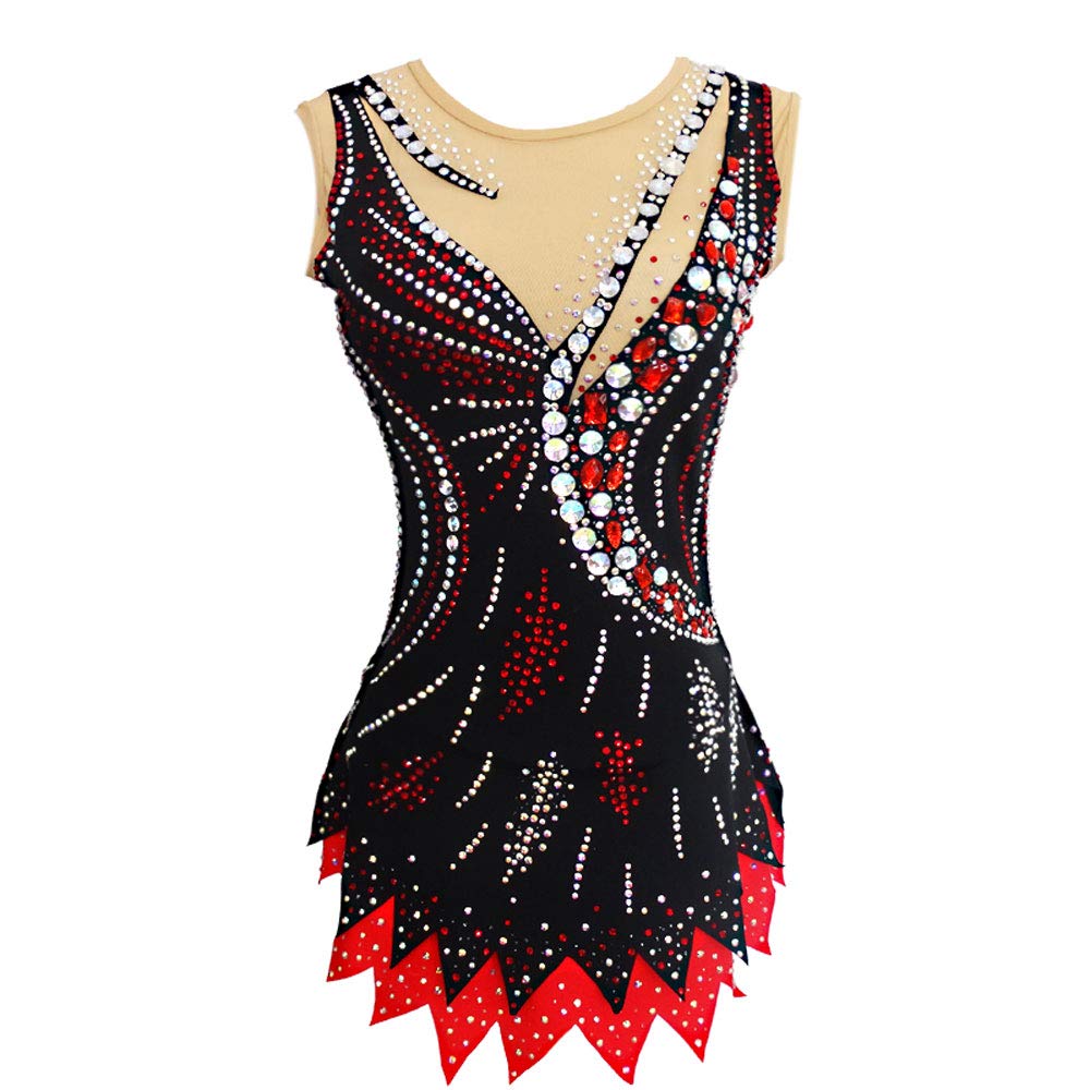 Rhythmic Gymnastics Leotards for Girls - Black Artistic Gymnastics Leotard Size 8 | Perfect for Competitions, Performances & Training
