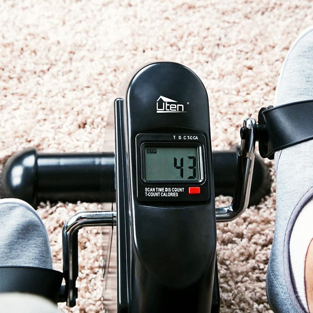 Mini Exercise Bike for Home & Office - Uten Under Desk Bike Pedal Exerciser with LCD Display | Portable Peddler Exerciser for Leg Workout, Physical Therapy & Fitness Training