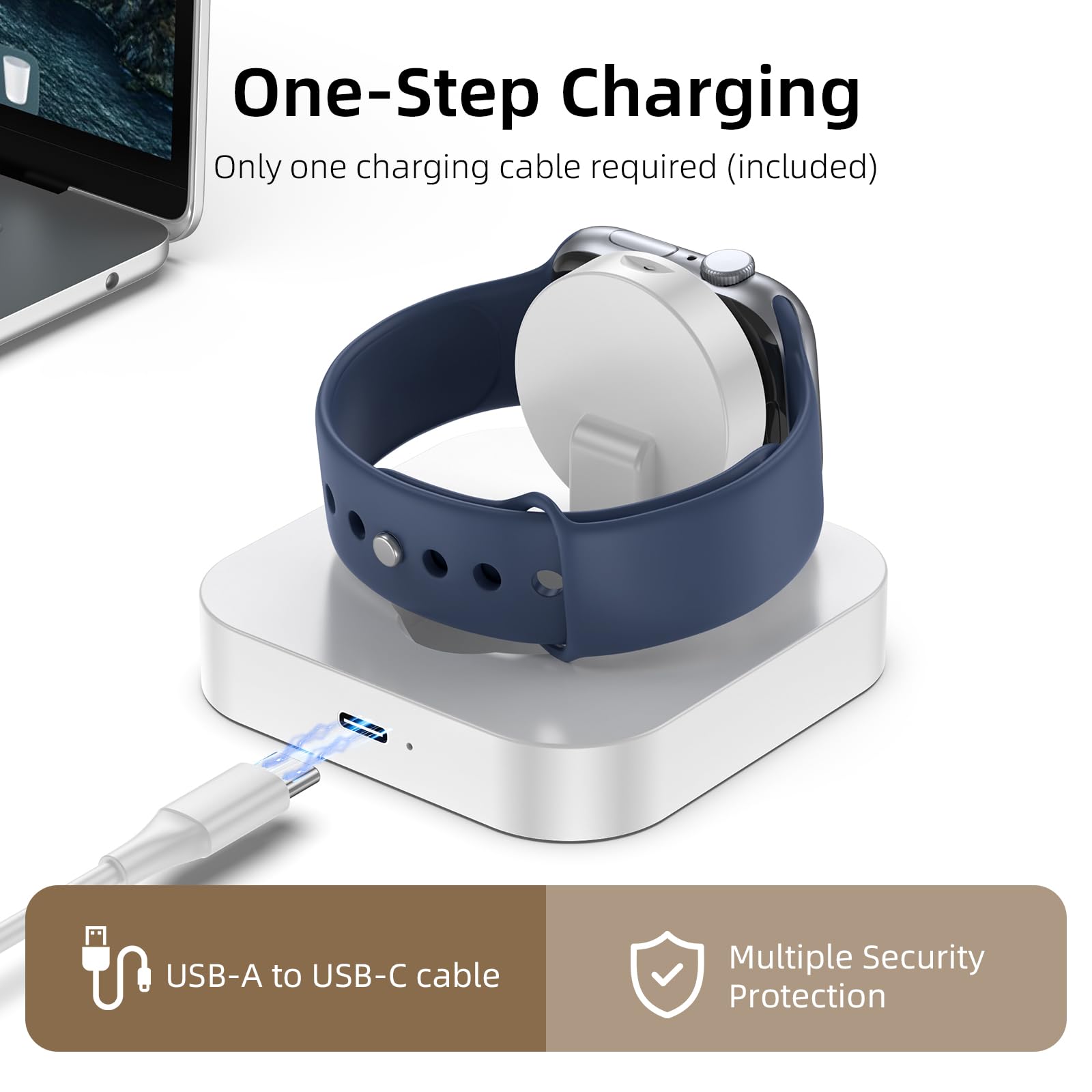 AMVD Magnetic Wireless Charging Stand for Apple Watch - Fast Portable Charger Dock Compatible with iWatch Series Ultra/10/9/8/7/SE/6/5/4/3/2 (White) | Perfect for Nightstand, Office Desk & Travel Accessories