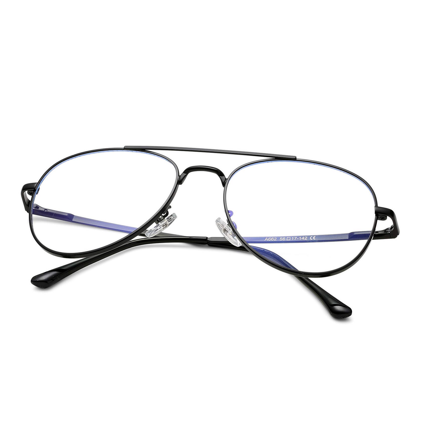COASION Blue Light Blocking Glasses for Women & Men - Anti Eye Strain Aviator Frames with Clear Lens | Computer Glasses for Office Work, Gaming & Screen Time Protection