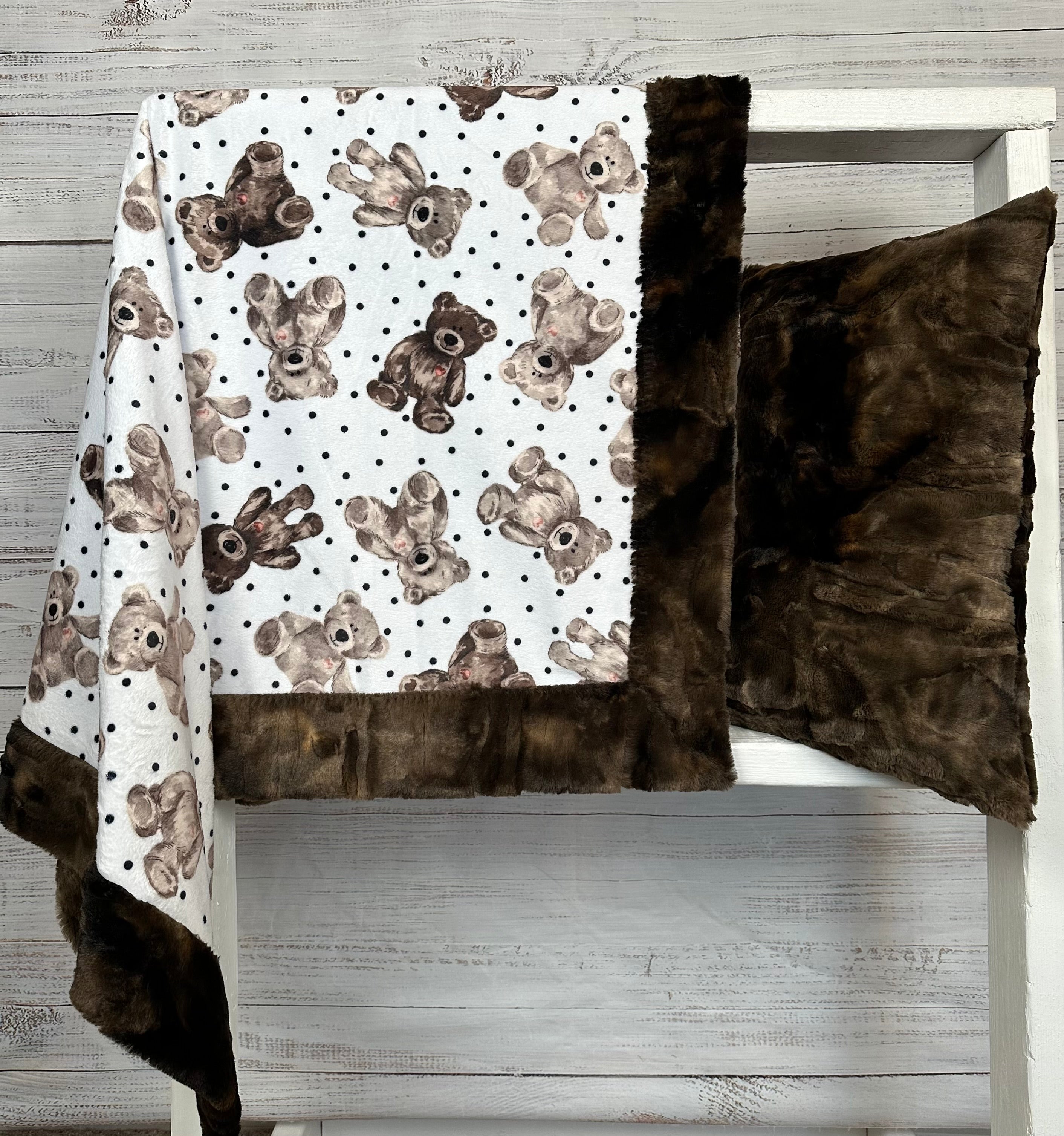 Soft Brown Luxe Minky Baby Blanket 34x41 - Cozy Teddy Bear Design for Nursery, Swaddling & Cuddle Time
