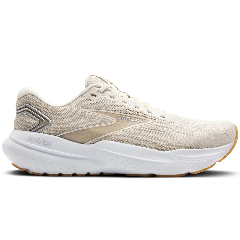 Brooks Glycerin 21 Running Shoes for Men - Khaki/Silver/White - Size 12 D Medium - Cushioned Road Running & Jogging Sneakers for Long Distance Training