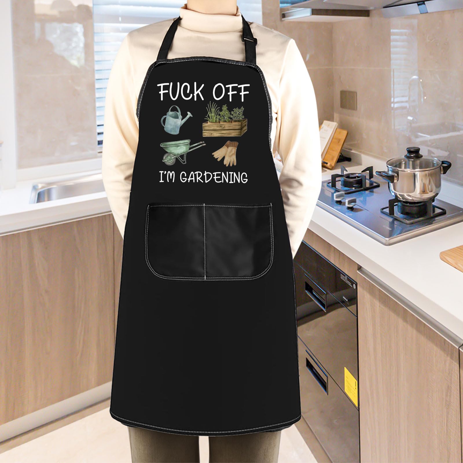 WCGXKO Gardening Apron - Funny Plant Lover Gift for Women & Gardeners - Durable Workwear for Planting, Weeding & Outdoor Activities