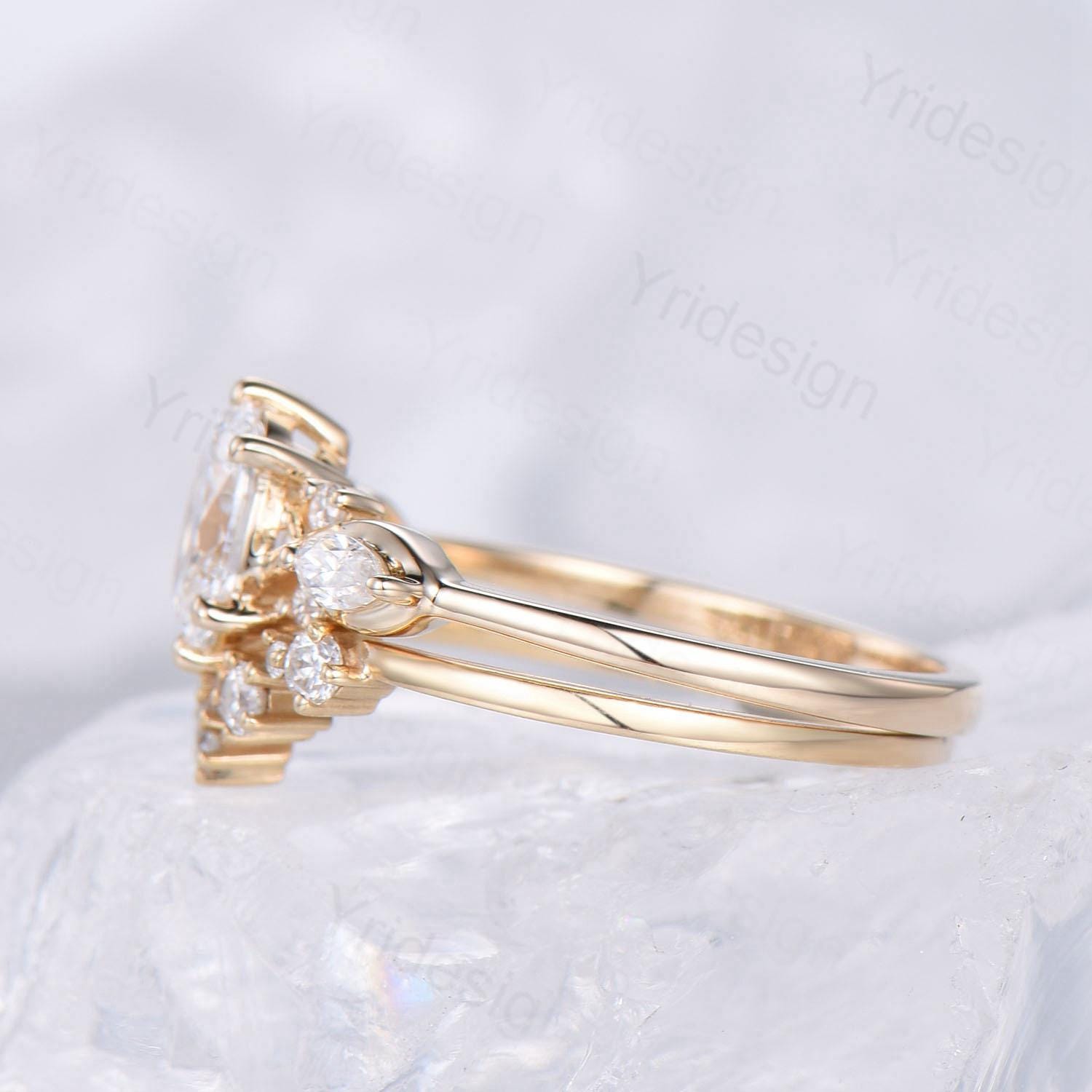 1 Carat VVS D Oval Lab Grown Diamond Engagement Ring Set with IGI Certificate - Unique Twisted Bridal Ring for Women - Perfect for Proposals, Weddings & Anniversary Gifts
