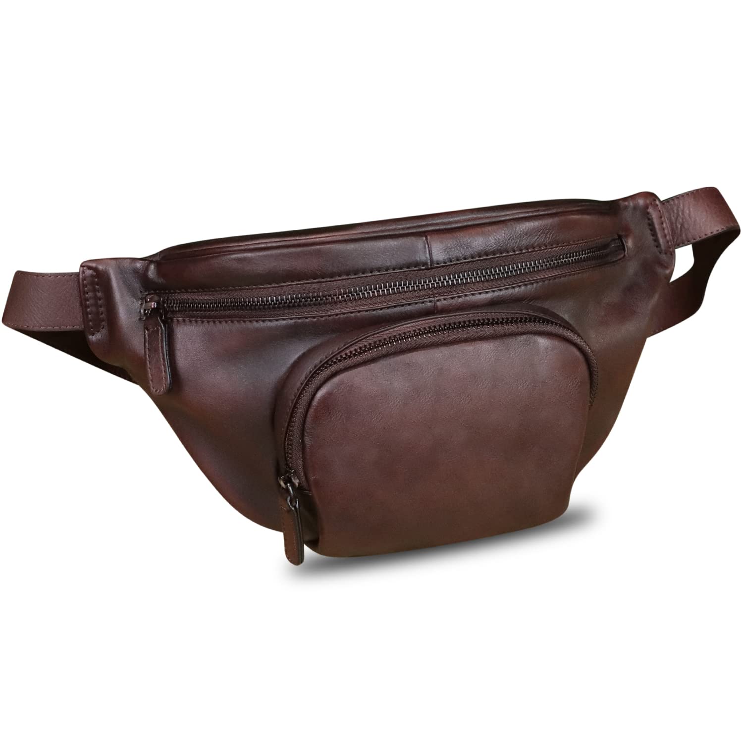 Genuine Leather Fanny Pack for Women & Men - Vintage Crossbody Sling Bag, Waist Bag & Chest Purse (Coffee Brown) - Perfect for Travel, Hiking, Concerts & Everyday Use