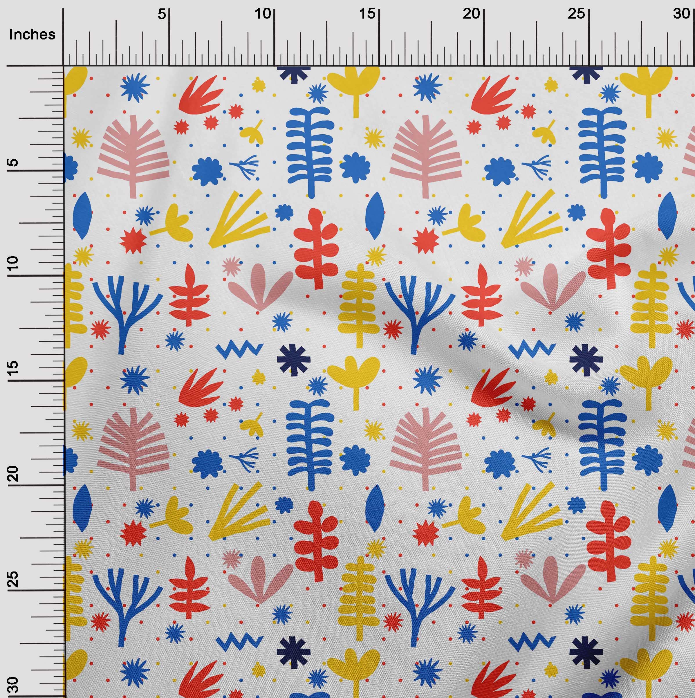 oneOone Rayon Yellow Printed Fabric for Kids DIY Clothing - 56 Inch Wide Sewing Material by The Yard | Perfect for Dresses, Skirts & Craft Projects