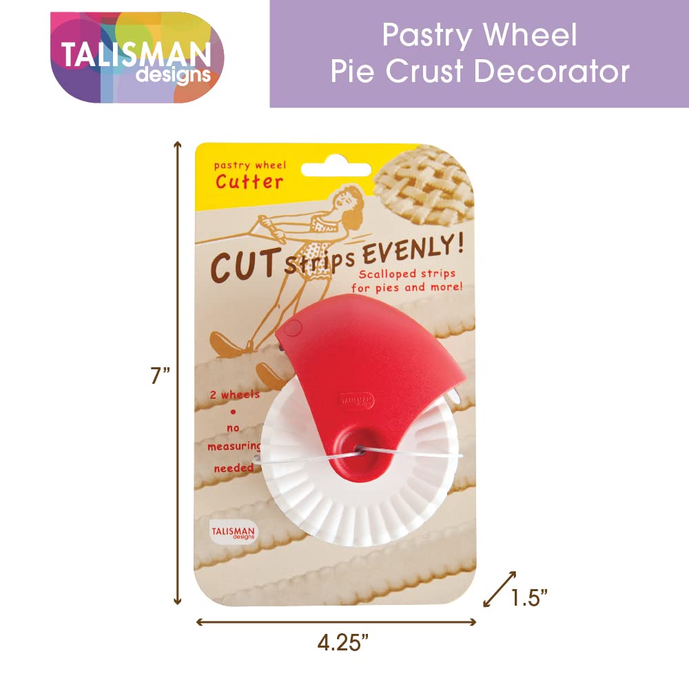 Talisman Designs Pie Crust Decorating Tools - Stainless Steel Pastry Wheel Cutter Set of 1 for Baking, Pie Making, and Dough Cutting | Perfect for Home Bakers and Professional Chefs