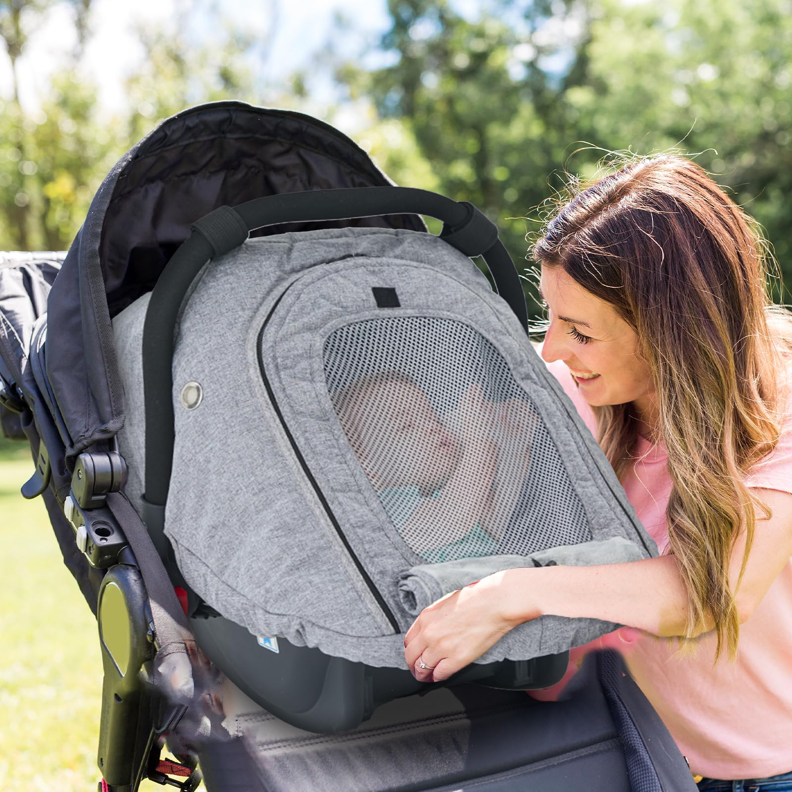 Fairy Baby Winter Car Seat Cover with Mesh Window - Warm & Cozy Infant Car Seat Protector, Waterproof Baby Car Seat Cover for Travel (Grey) - Perfect for Cold Weather & Road Trips