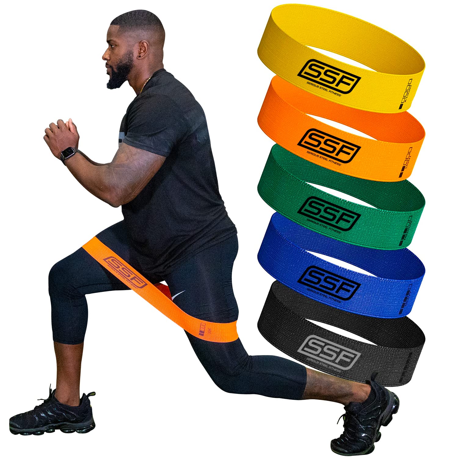 Serious Steel Fitness Fabric Mini Loop Non-Slip Resistance Band Set for Warm-Up, Physical Therapy, Glute Training | Strength Training, Yoga, Home Workout & Rehabilitation Exercise Bands for Women & Men