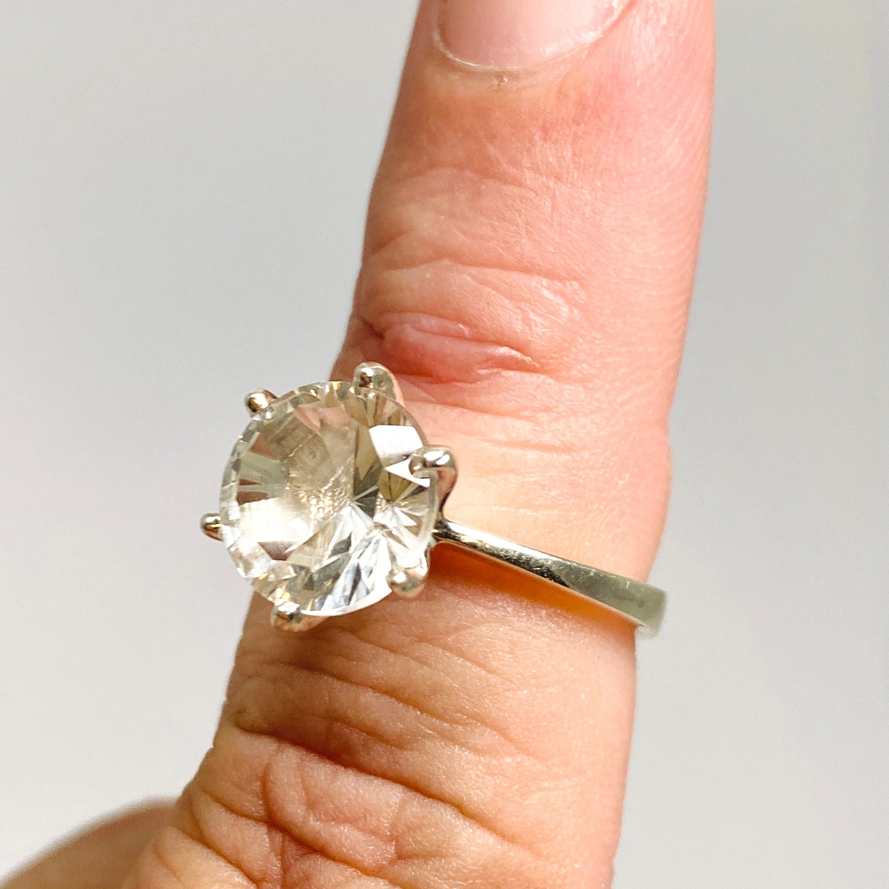 Clear Quartz Round Faceted Ring PRGJ701 - Elegant Crystal Jewelry for Women, Perfect for Everyday Wear, Special Occasions & Gift Giving