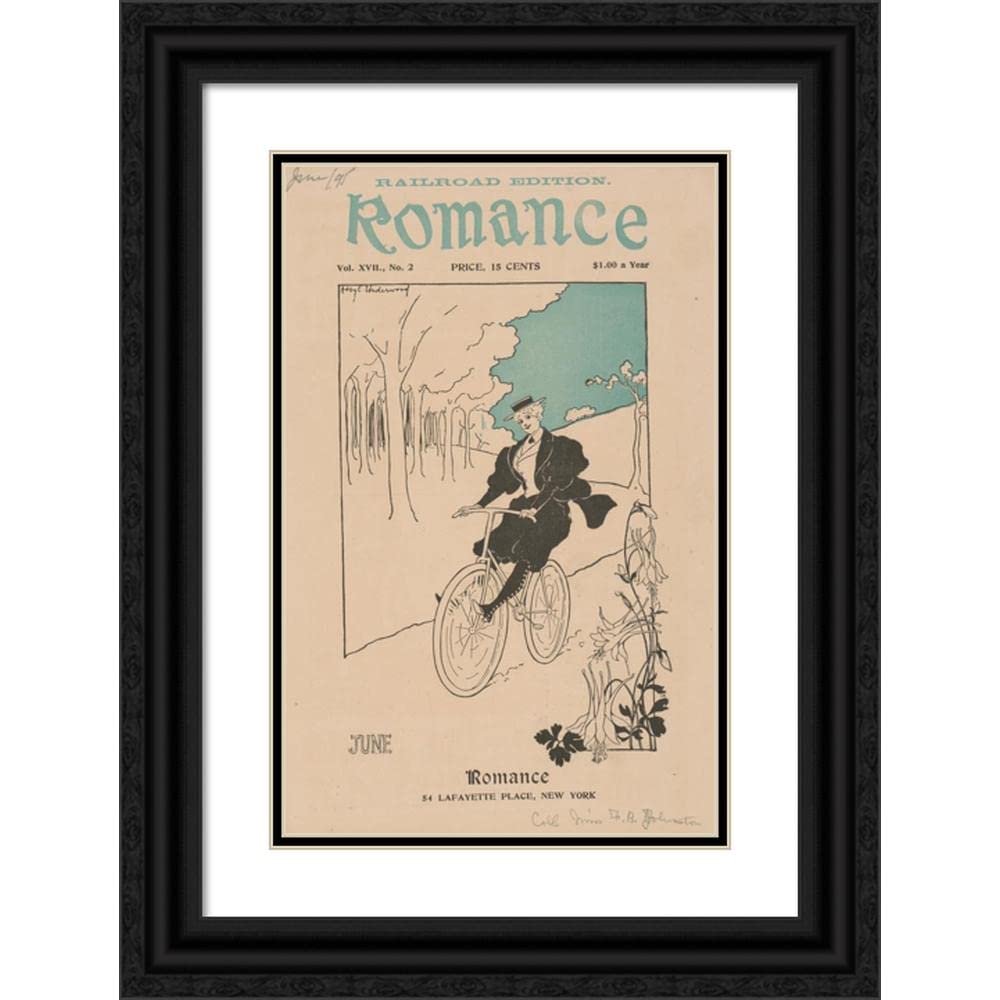 Abby E. Underwood 13x18 Black Ornate Frame with Double Matted Museum Art Print - Romance for June Railroad Edition (1895) - Vintage Wall Decor for Living Room, Bedroom & Office