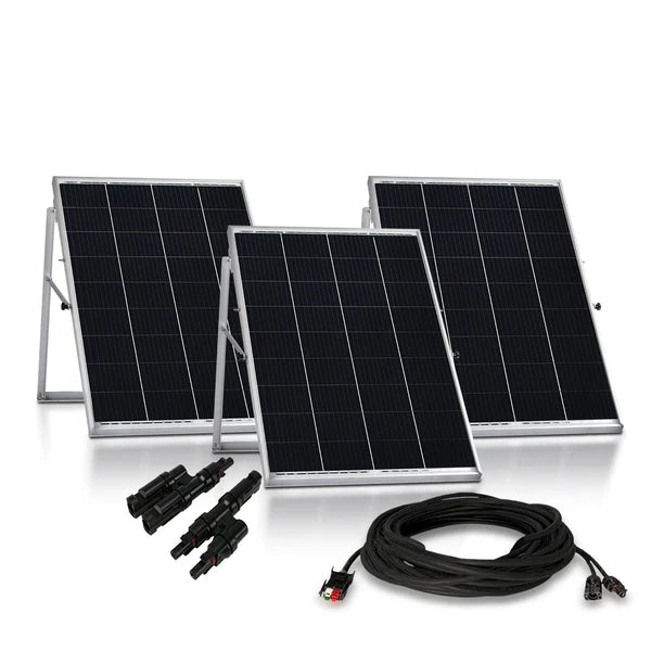 Natures Generator 3 x 100W Monocrystalline Solar Panels - Portable Solar Power Kit for Camping, RV, Off-Grid & Emergency Backup Power