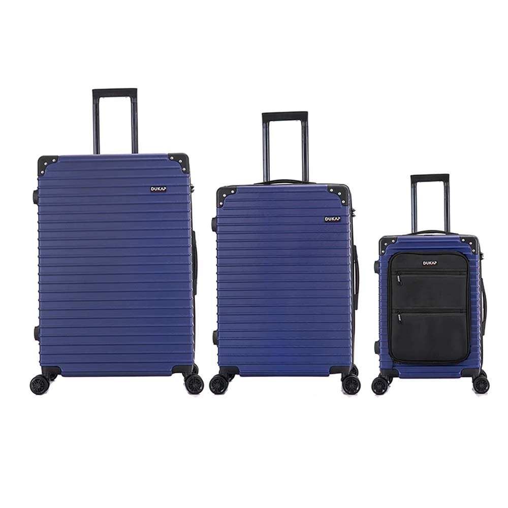 DUKAP TOUR 3-Piece Hardside Luggage Set with 360° Spinner Wheels - 20/24/28 Inch TSA Lock Suitcases with Ergonomic Gel Handle for Smooth Travel | Perfect for Business Trips, Family Vacations & International Travel (Blue)