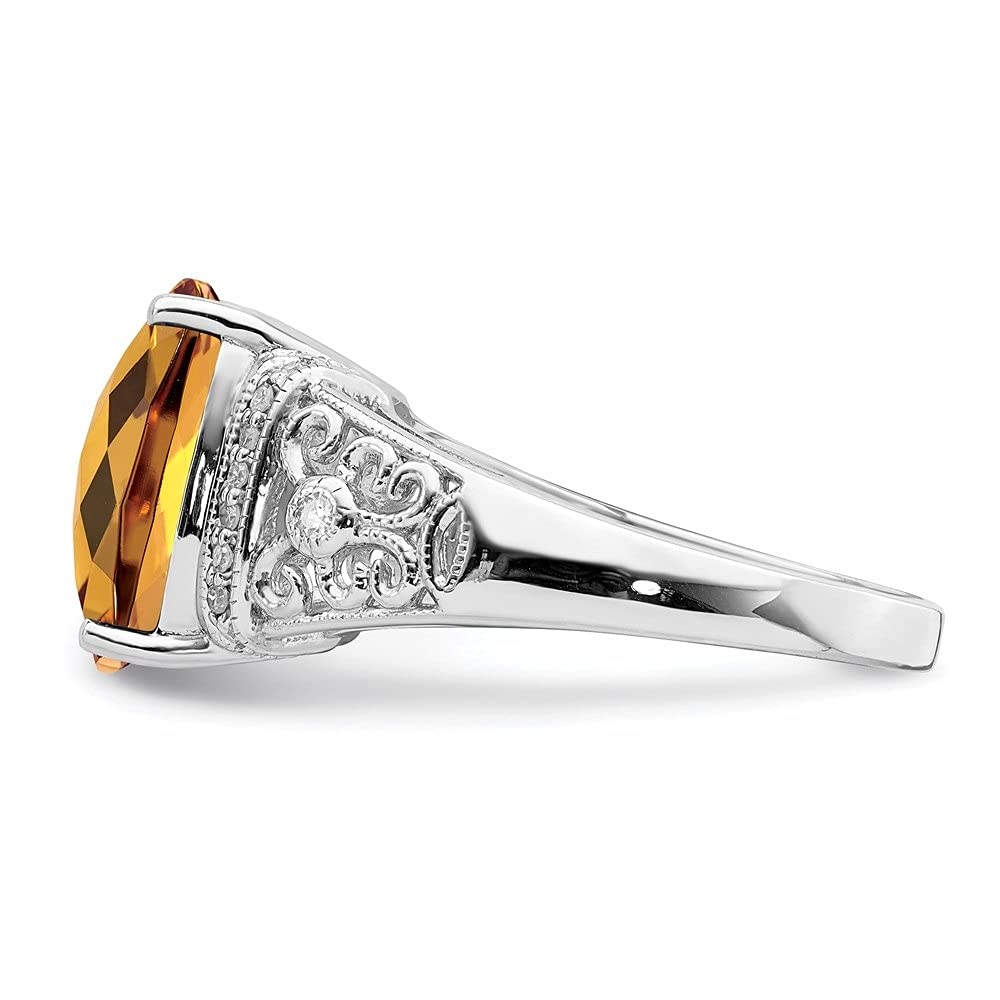 Diamond2Deal 925 Sterling Silver Whiskey Quartz & Diamond Engagement Ring – 5.556ct Gorgeous Wedding Band for Women | Perfect for Proposals, Anniversaries & Special Occasions