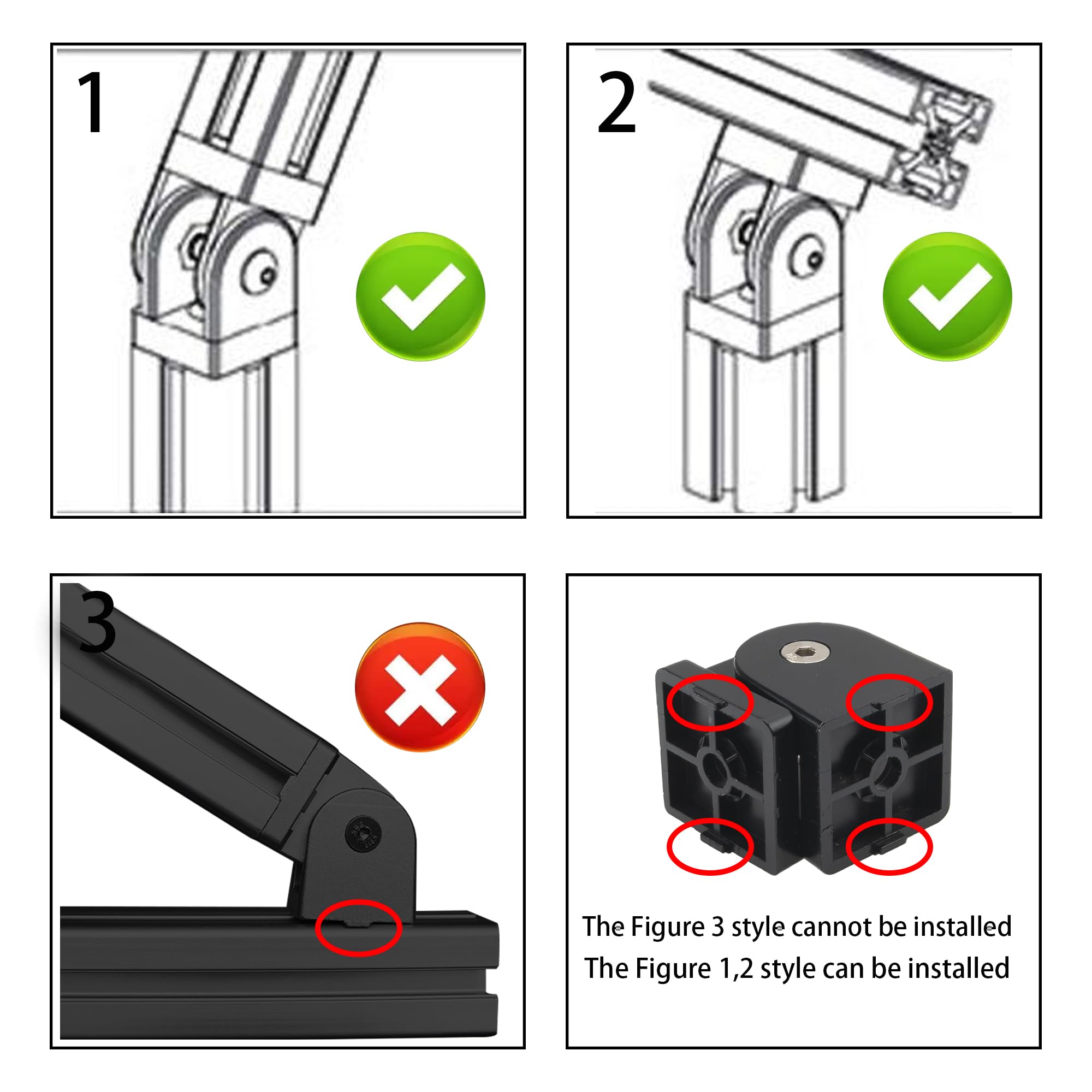 2 Sets 4040 Series Aluminum Extrusion Profile with Zinc Alloy Black Flexible Pivot Joint Connector - Perfect for 3D Printer Accessories, DIY Projects & CNC Machine Frames - Includes Screws & Threading Tap for Easy Assembly