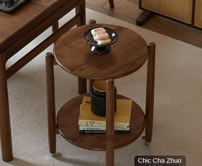 Black Walnut Solid Wood Round Side Table - Natural Wood End Table for Living Room, Bedroom, or Office - Perfect for Coffee, Books, and Decor