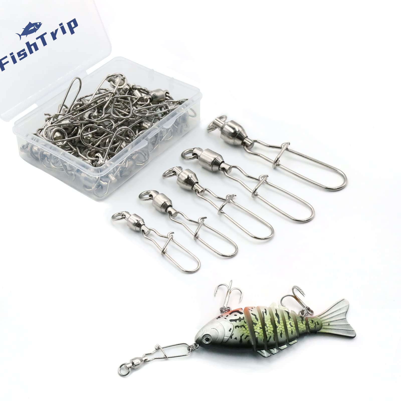 30 Pack Ball Bearing Fishing Swivels - Saltwater Duo Lock Barrel Swivels Size 0#-10# - Heavy Duty Fishing Clips & Tackle for Freshwater & Saltwater Fishing - Perfect for Lures, Rigs & Bait