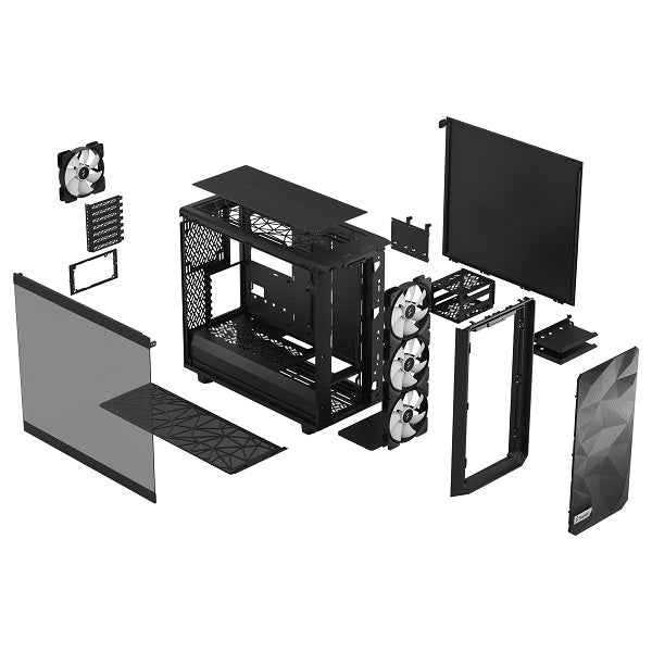 Fractal Design Meshify 2 Lite E-ATX Mid Tower PC Case - High Airflow Tempered Glass Gaming Computer Case for Custom Builds | Perfect for Gaming Rigs & Workstations