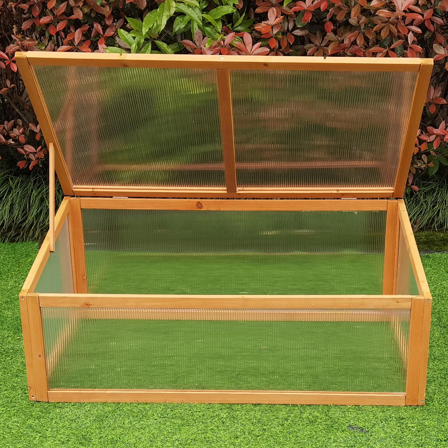 **Hanover 39-inch Portable Greenhouse Cold Frame with Top Opening - Red Cedar Wood Frames, Mini Outdoor/Indoor Greenhouse for Plants - Perfect for Sunroom, Patio, Deck, Porch, Garden & Backyard Gardening**