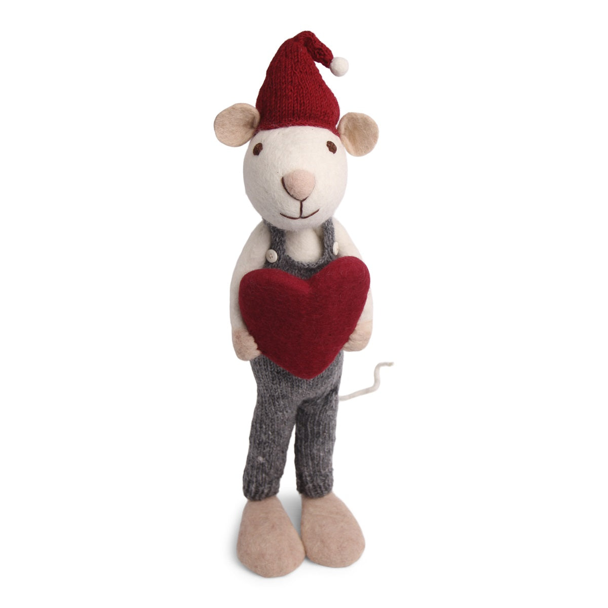 Extra Large White Winter Mouse with Heart Christmas Figurine - Perfect for Holiday Decorations, Gift Giving & Festive Home Decor