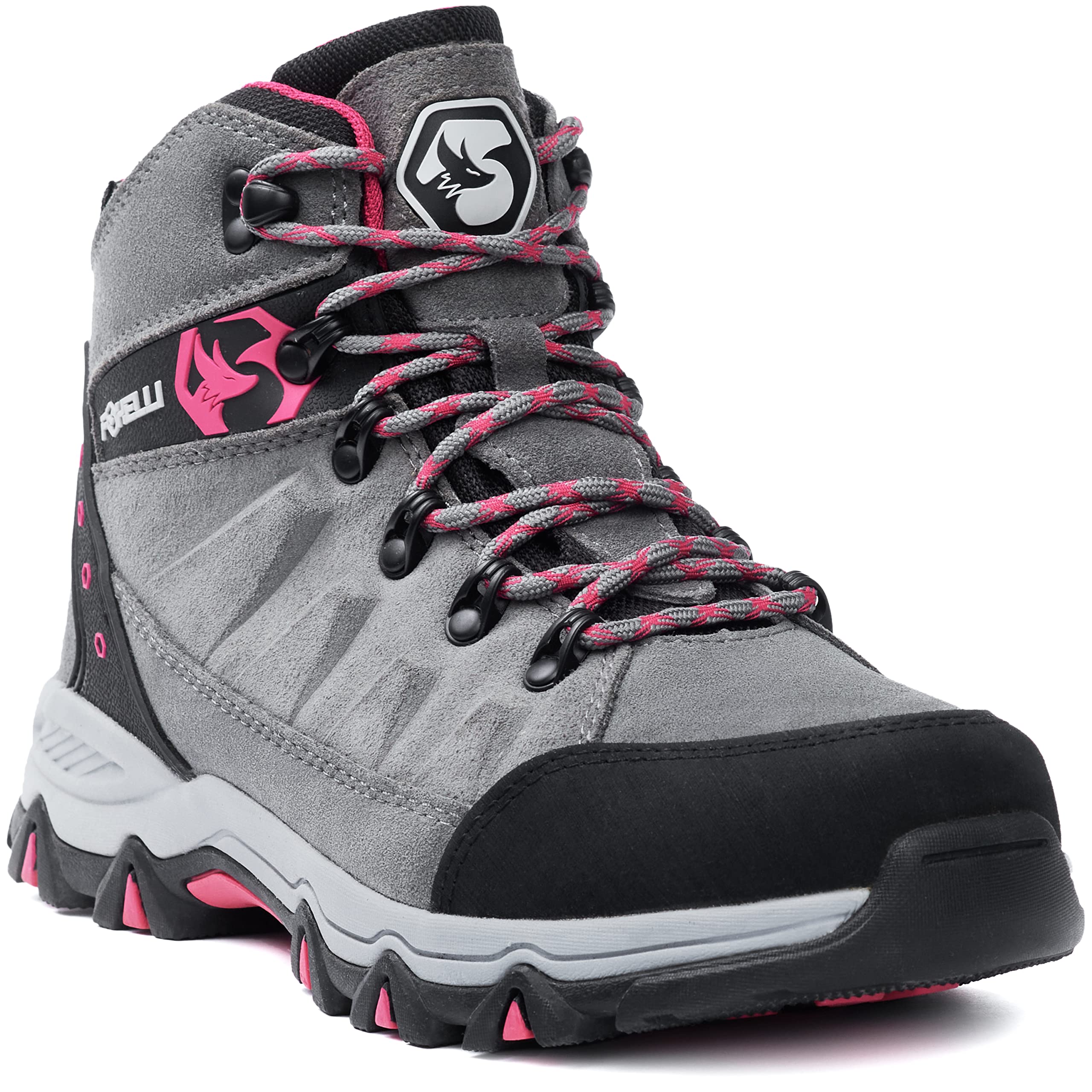 Foxelli Women’s Waterproof Hiking Boots - Suede Leather Outdoor Boots for Women, Breathable Lightweight Comfortable Trekking Shoes for Trail Hiking & Camping Adventures