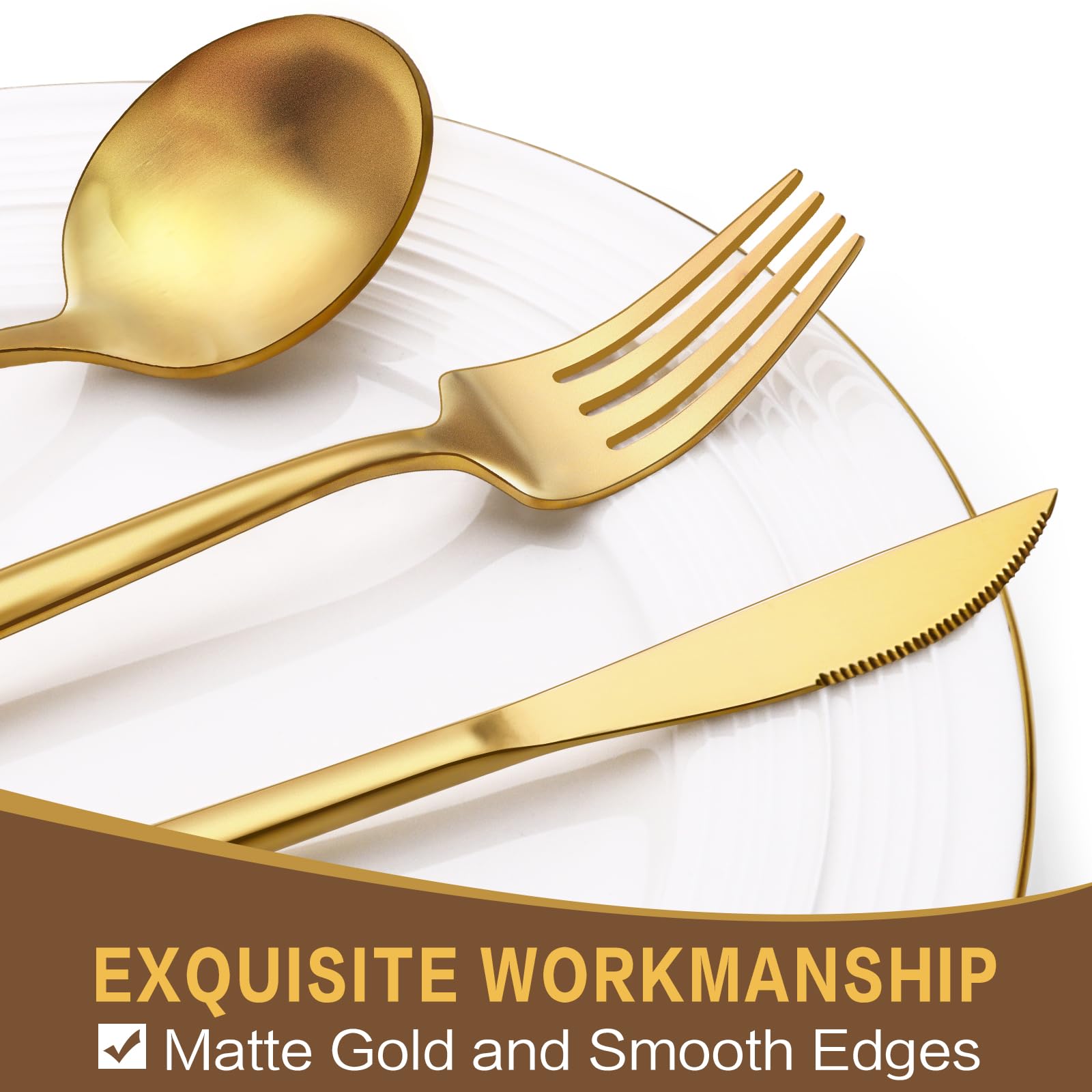 30-Piece Gold Silverware Set for 6 - Premium Stainless Steel Flatware Cutlery Set with Spoons, Forks & Knives - Elegant Dining Utensils for Home, Office, Restaurant & Hotel - Perfect for Dinner Parties, Weddings & Formal Events