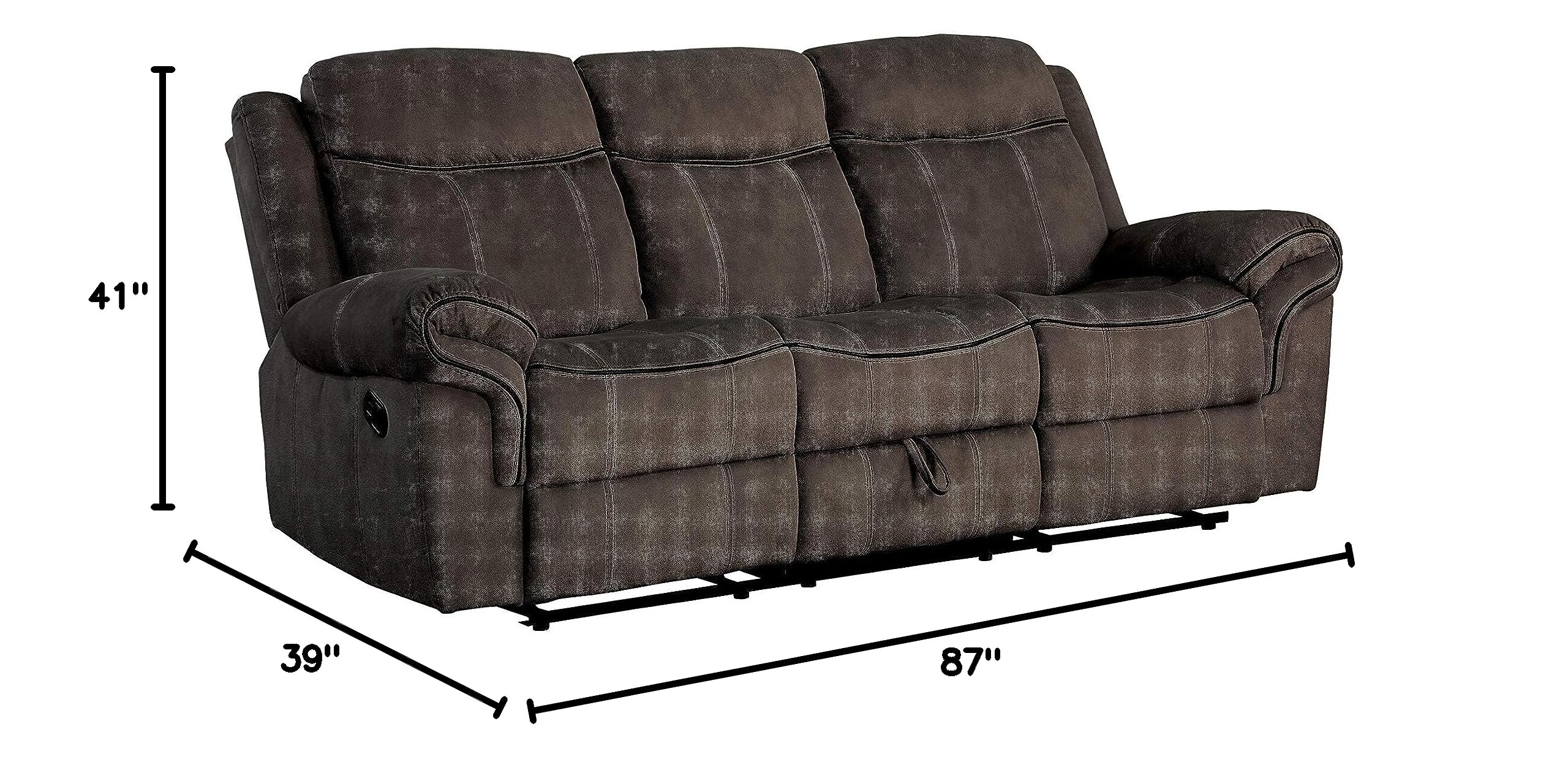 Benjara Brown Velvet Upholstered Glider Recliner Sofa - Luxurious Nursery Glider & Comfortable Living Room Reclining Chair for Nursing Mothers and Relaxation