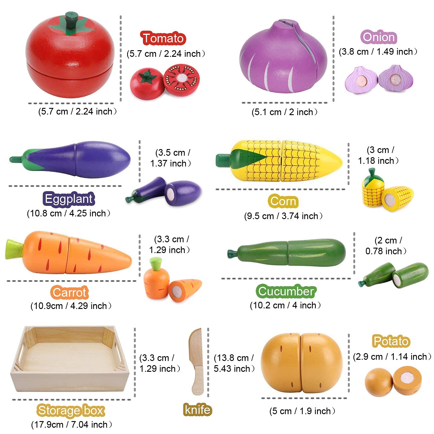 Wooden Fruits and Vegetables Play Set for Kids - Pretend Play Toy for Learning & Fun - Perfect for Montessori, Kitchen Role Play, and Early Childhood Education