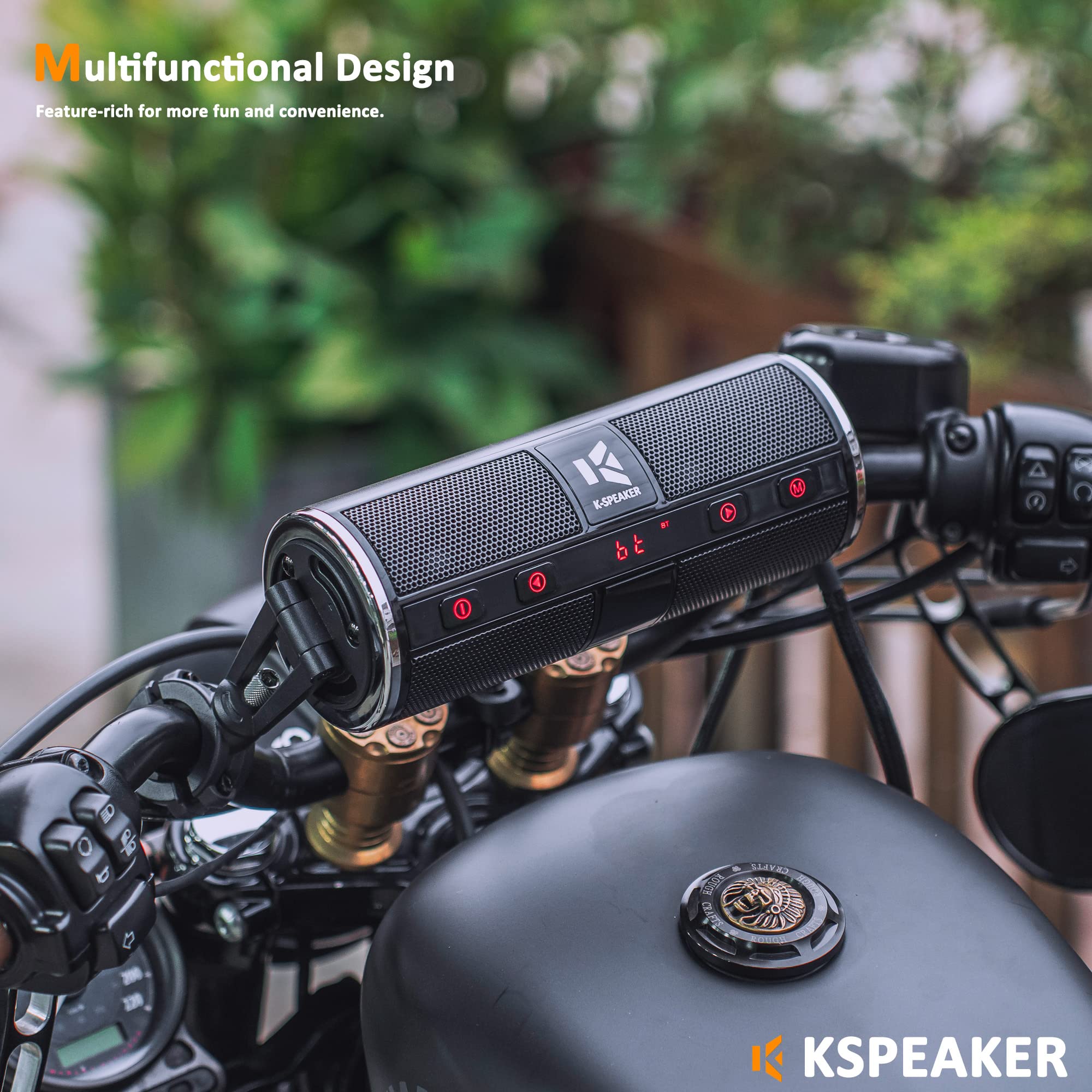 Waterproof Bluetooth Motorcycle Speakers with Built-in Amplifier - 3 Inch Metal MP3 Player for ATV, Scooter, 12V Vehicles (K2BL) - Perfect for Outdoor Rides & Road Trips