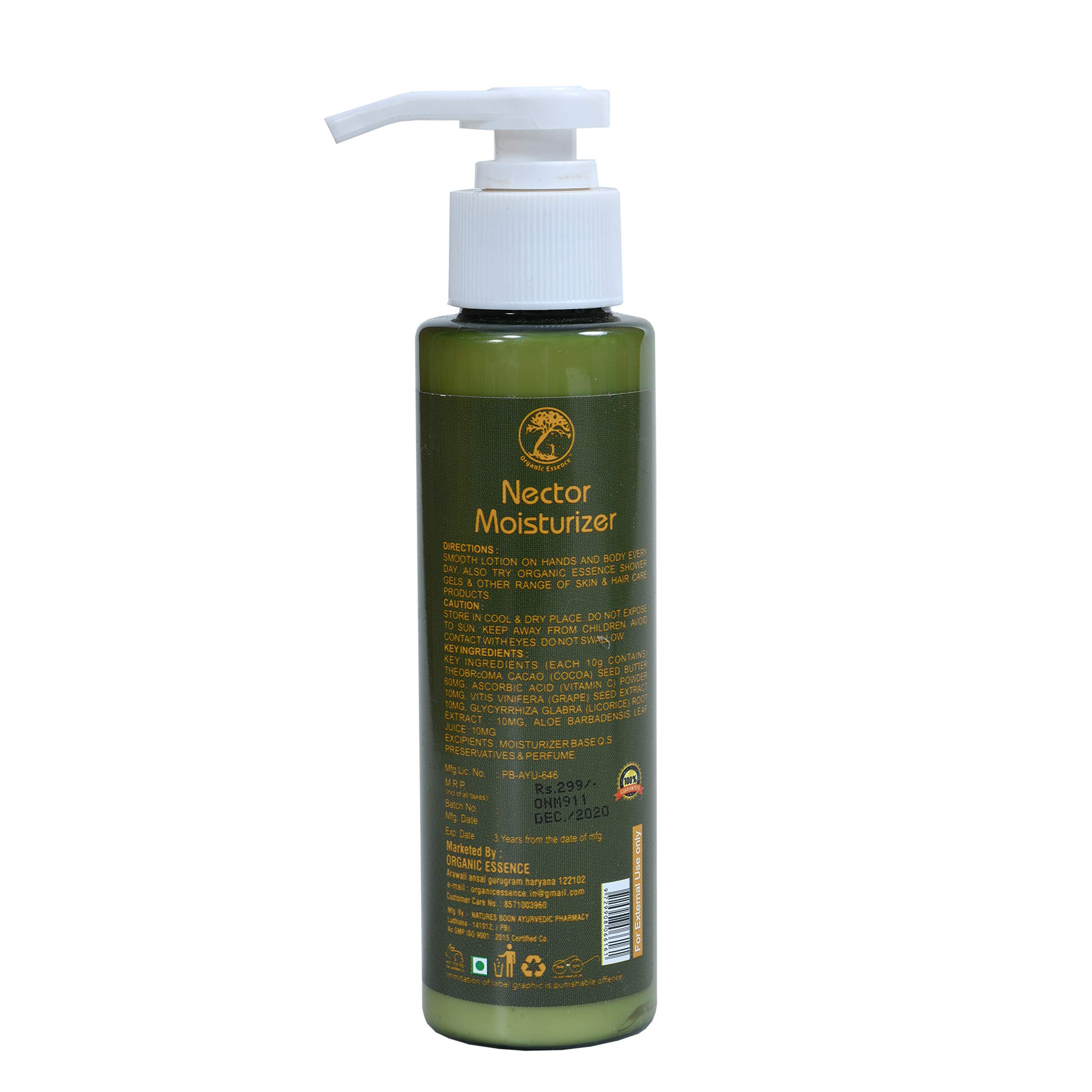 Organic Essence Oil-Free Soft Crème Nectar - Lightweight 24H Moisture Lock Face Cream - 100ml Sulfate & Paraben Free - Hydrating for Dry & Sensitive Skin - Day & Night Use