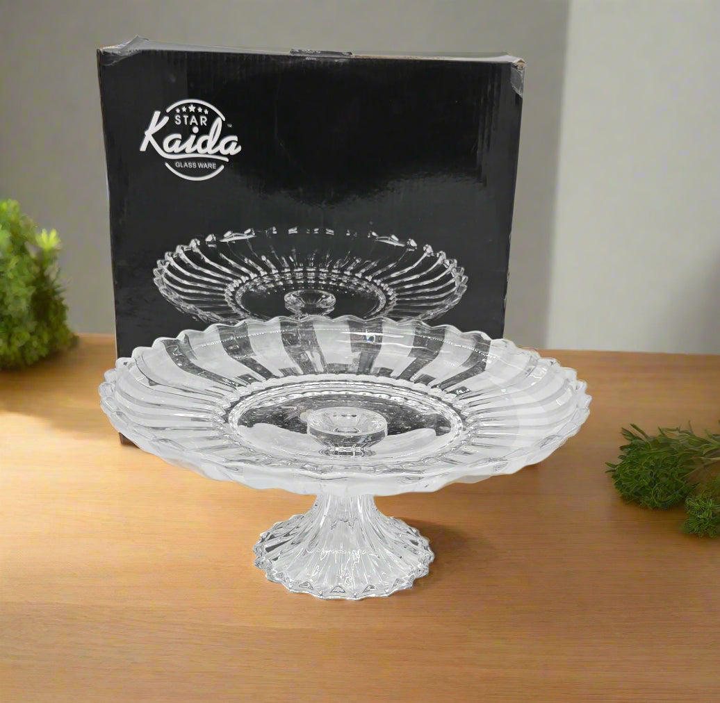 12.5 Inch Glass Footed Bowl Round - Elegant Serving Bowl for Salads, Desserts, and Centerpieces - Perfect for Dining, Entertaining, and Home Decor