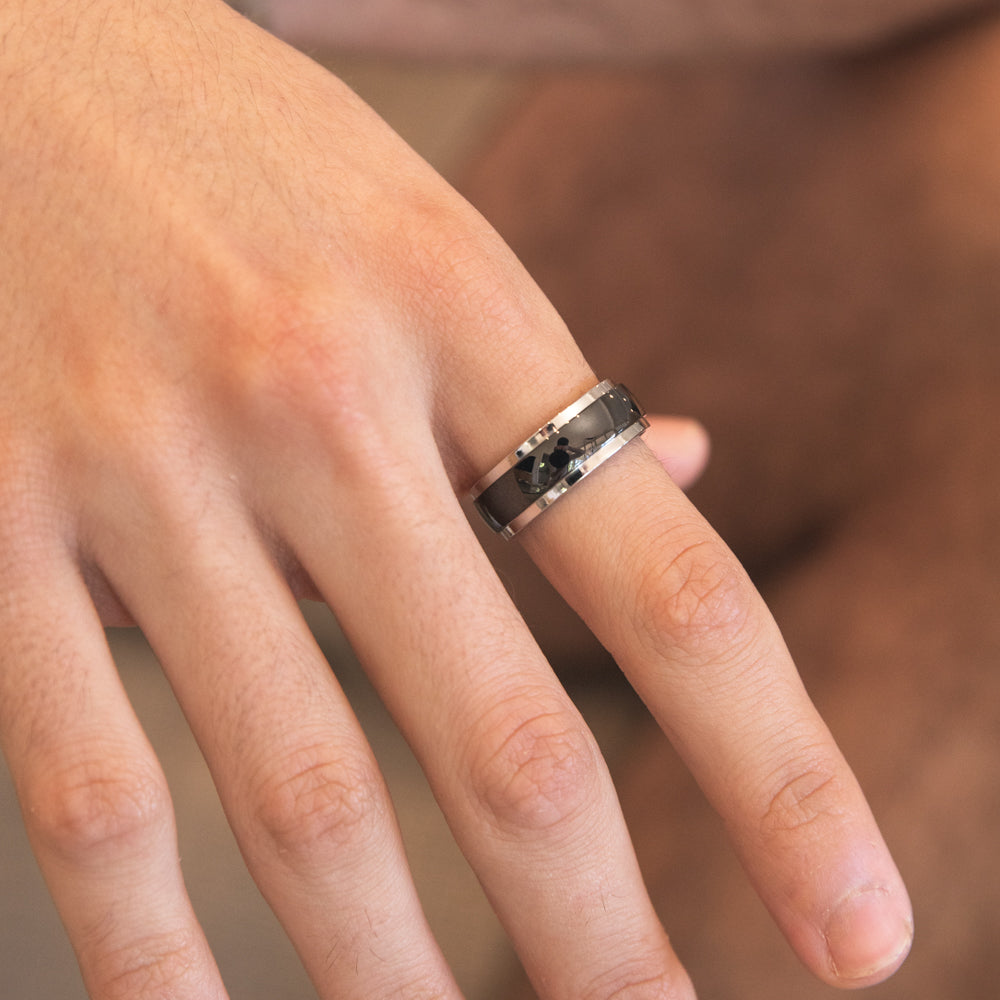8mm Stainless Steel Black Plated Men's Ring - Durable & Hypoallergenic Wedding Band for Men, Perfect for Everyday Wear, Gifts & Special Occasions