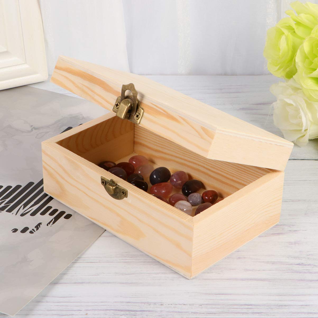 EXCEART Wooden Jewelry Box Organizer - Small Jewelry Storage Container with Hinged Lid for Rings, Earrings & Accessories | Perfect for Kids, Travel & Home Decor