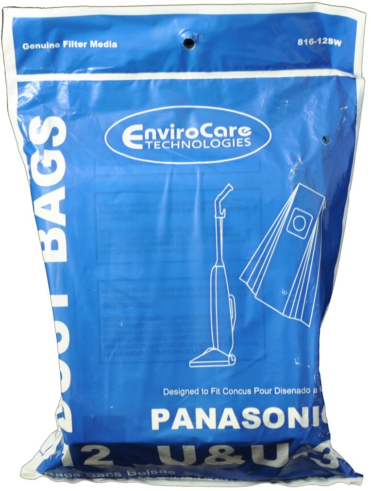 EnviroCare Type U & U3 Upright Vacuum Cleaner Bags - 12 Pack Compatible with Panasonic Vacuums | Replacement Dust Bags for Home Cleaning & Pet Hair Removal