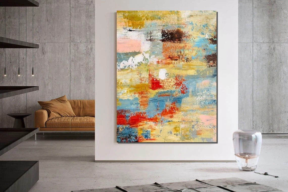 Contemporary Modern Art Paintings - Simple Abstract Wall Decor for Living Room | Large Palette Knife Artwork | Perfect for Home & Office Decoration