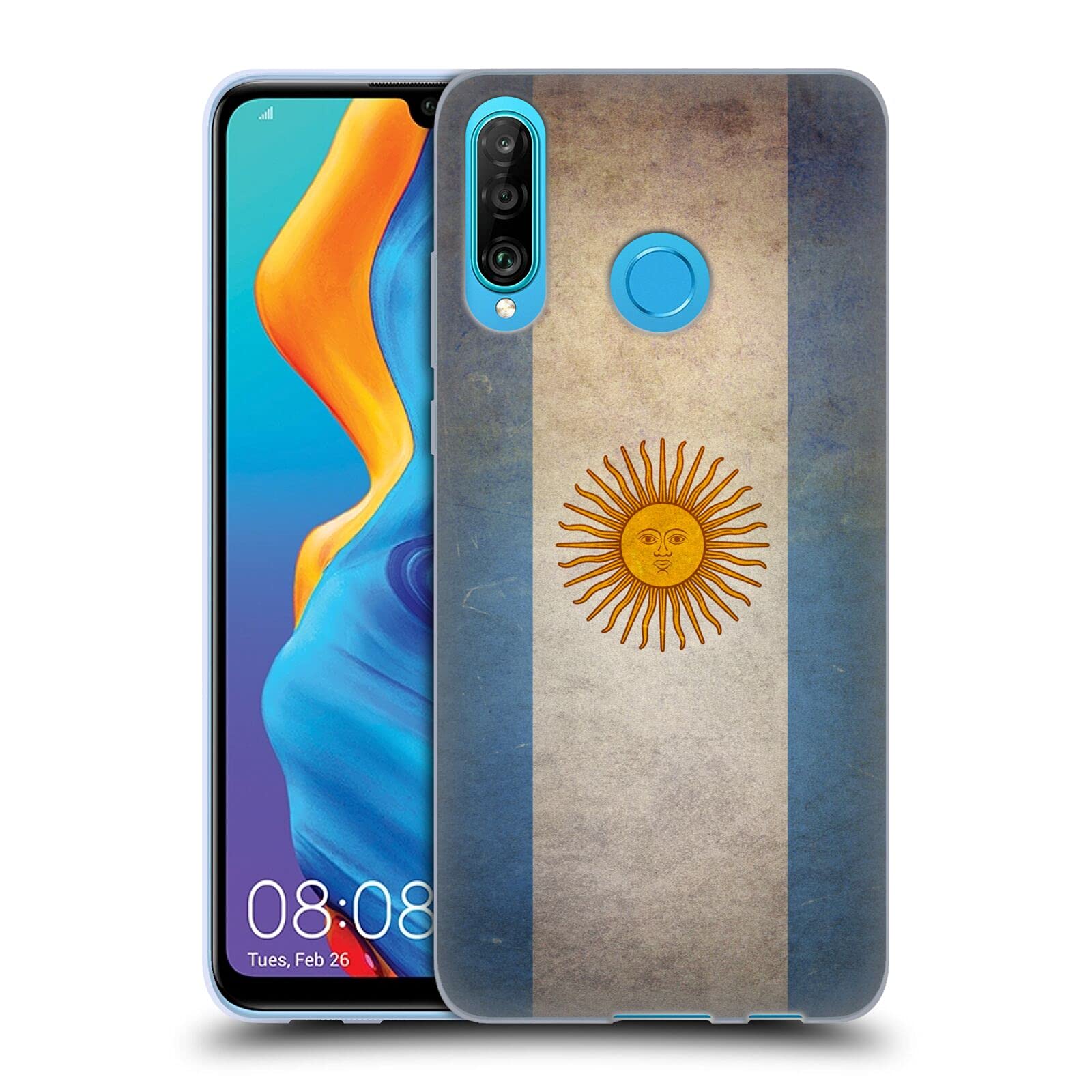 Head Case Designs Argentina Grunge Country Flags 1 Soft Gel Case for Huawei P30 Lite/Nova 4e - Durable Protective Cover for Travel & Daily Use