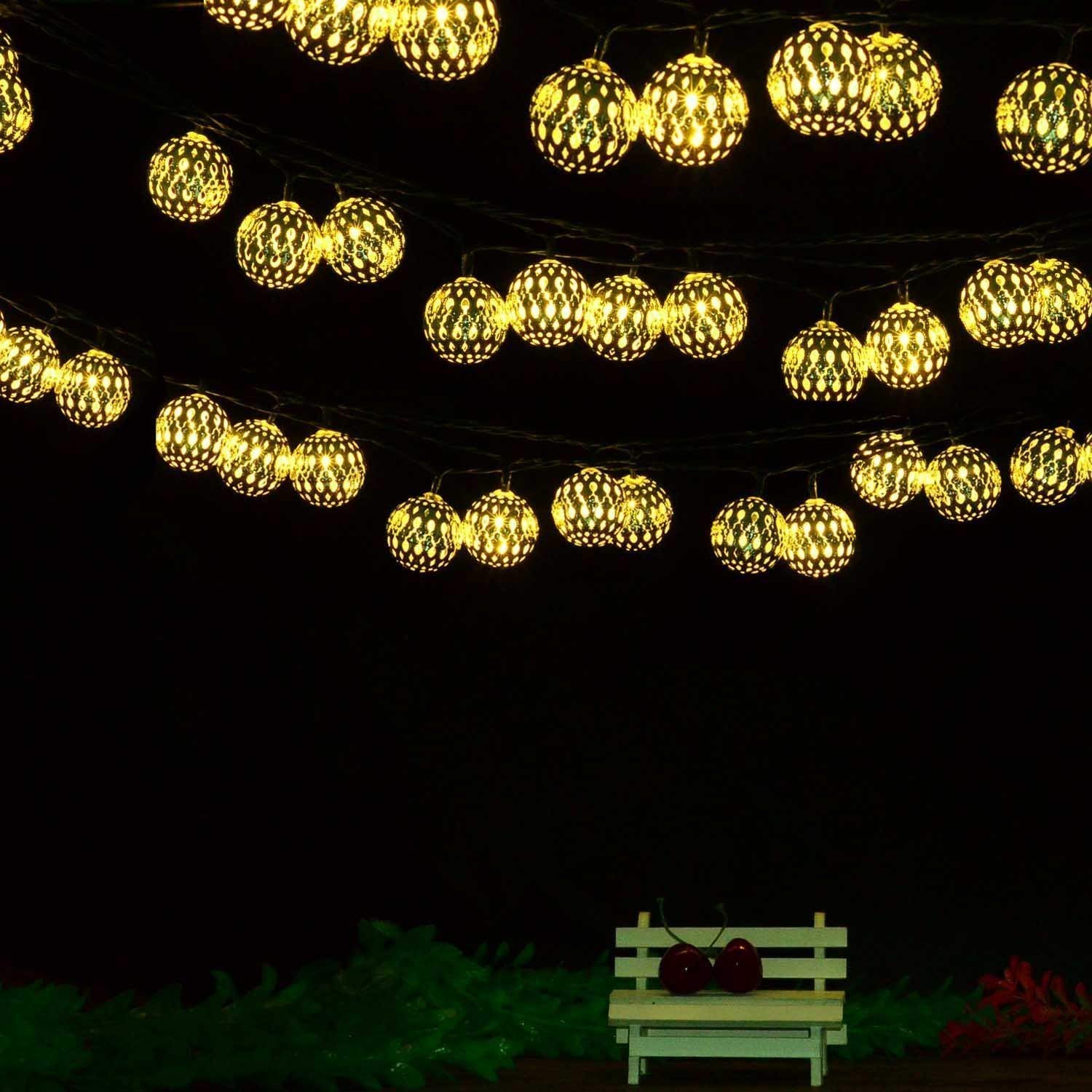 Rose Gold Geometric LED Fairy Lights - 20 LEDs, Battery Powered for Bedroom & Wedding Decor