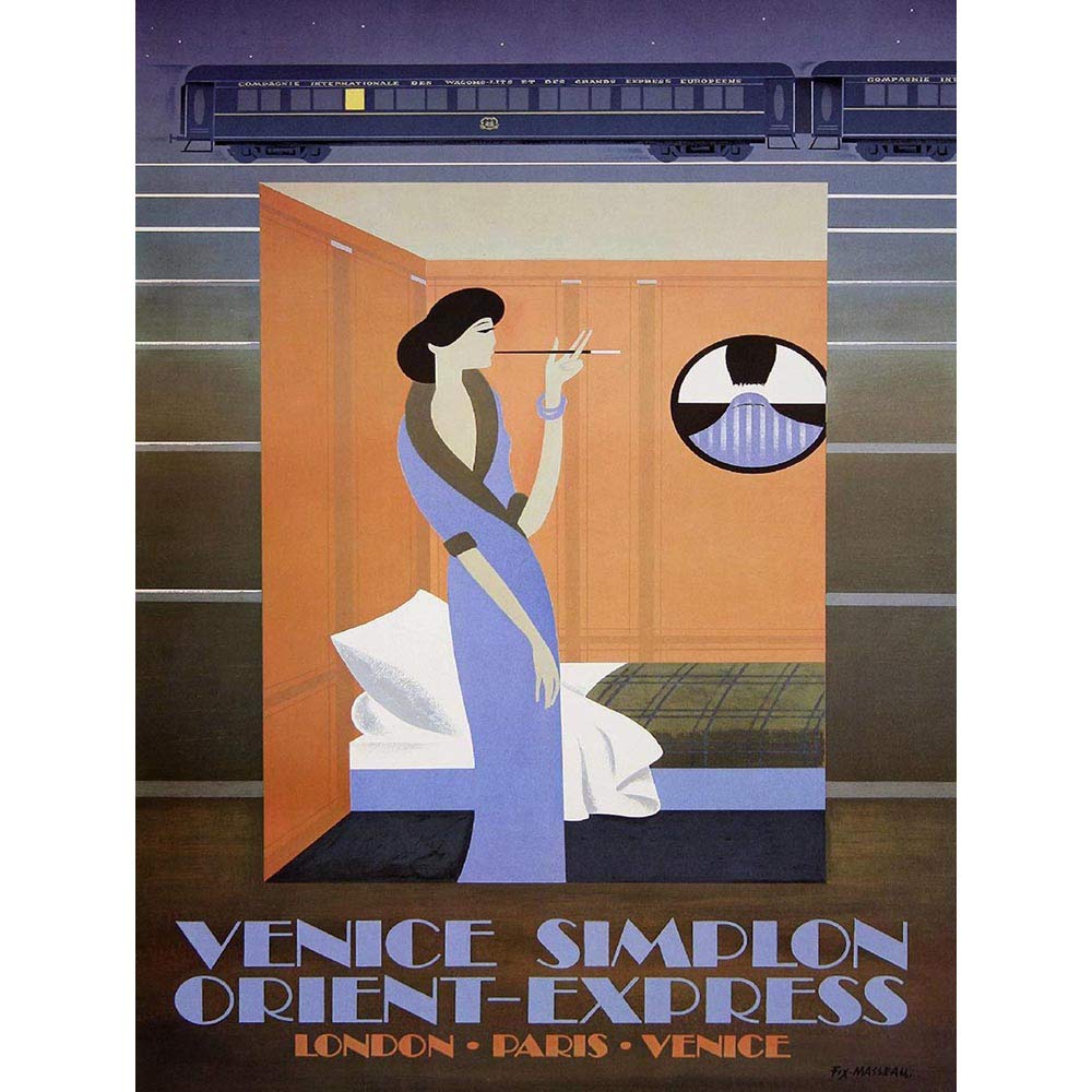 Vintage Orient Express Travel Poster - Retro Venice London Paris Rail Train Tunnel Wall Art Print | Premium Unframed Home Decor for Living Room, Office & Bedroom