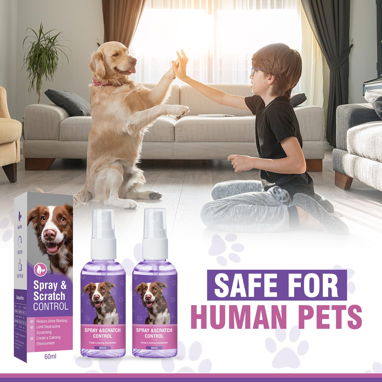 Dog Calming Spray 2-Pack – Pheromone Anxiety Relief for Small, Medium & Large Dogs | Stress Relief for Travel, Fireworks, Thunderstorms & New Environments | Soothes Pets During Vet Visits, Grooming & Separation