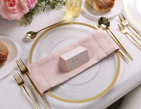 13″ Clear & Gold Rim Plastic Charger Plates - Set of 4 - Elegant Round Dinner Plates for Weddings, Parties & Formal Dining