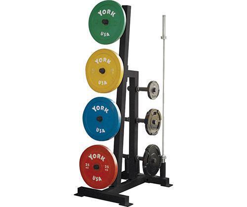 York Barbell Single Sided Weight Tree - Heavy Duty Black Weight Plate Storage Rack for Home Gym & Strength Training (Model 69142) - Perfect for Dumbbell Organization & Compact Workout Spaces