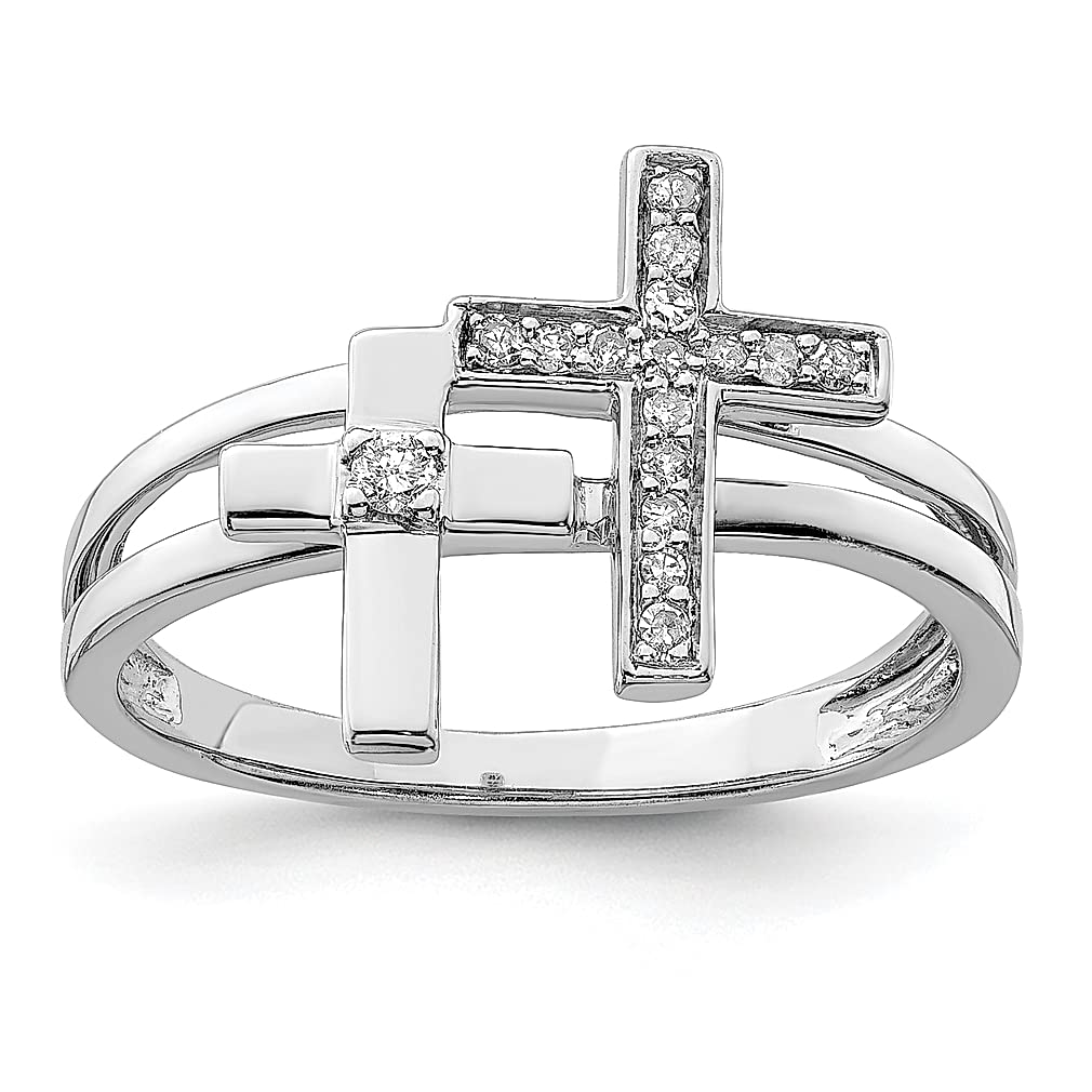 925 Sterling Silver Diamond Cross Band Ring for Women - Religious Jewelry Gift for Her - Perfect for Church, Weddings & Special Occasions