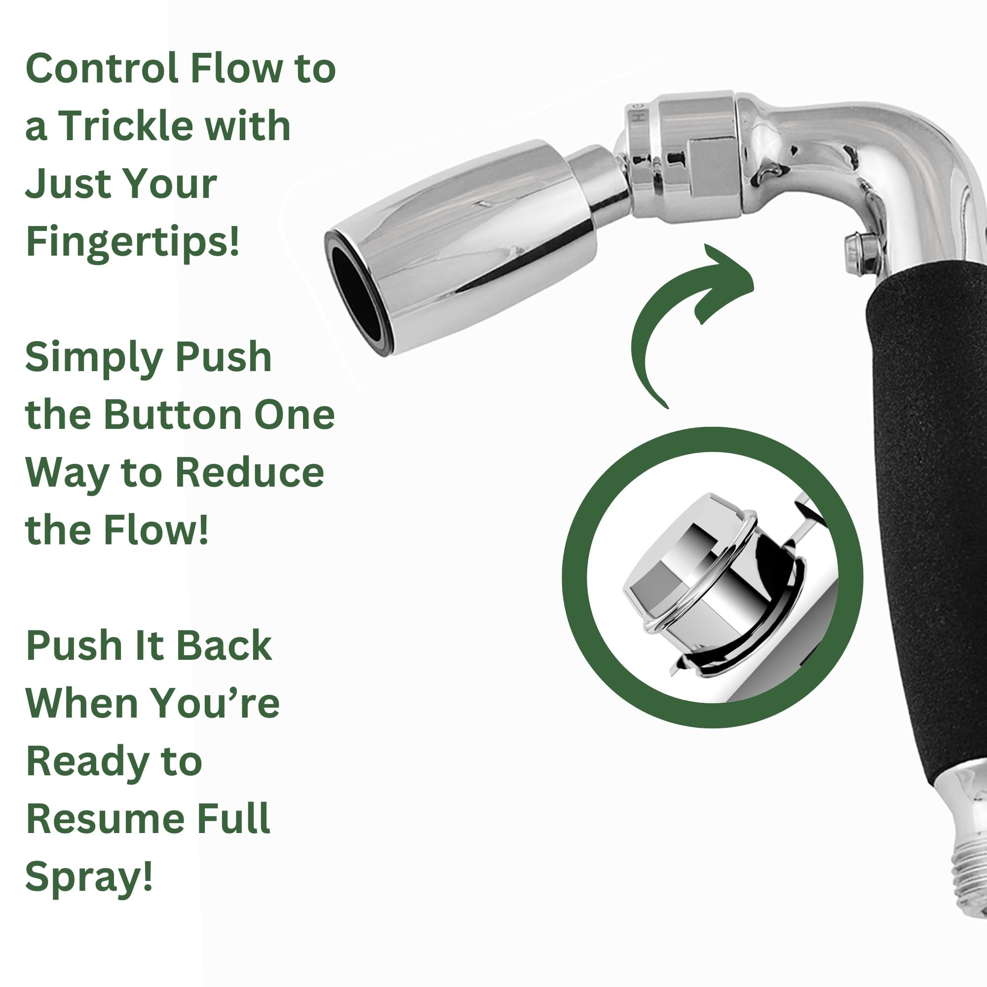 High Sierra Showerheads® - Solid Metal Handheld Shower Head with Trickle Valve, 72-Inch Metal Hose & Nylon Insert - Low Flow 1.5 GPM Chrome Finish - Perfect for Water Conservation & Spa-Like Bathroom Experience