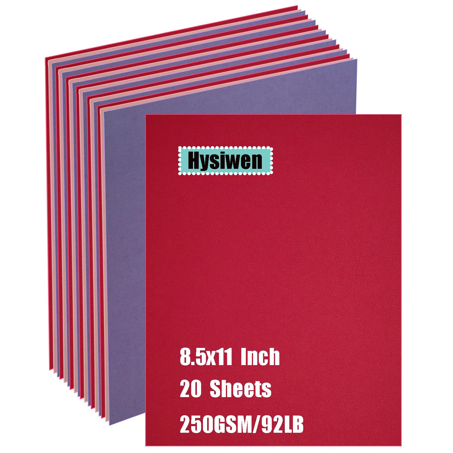 Valentine's Day Cardstock Paper 20 Sheets - 8.5 x 11 Inches, 250gsm/92lb Thick Craft Paper for Greeting Cards, Invitations, Scrapbooking, DIY Projects & Art Drawing (Red, Pink, Purple) | Perfect for Valentine Crafts, Wedding Invites & School Art Projects