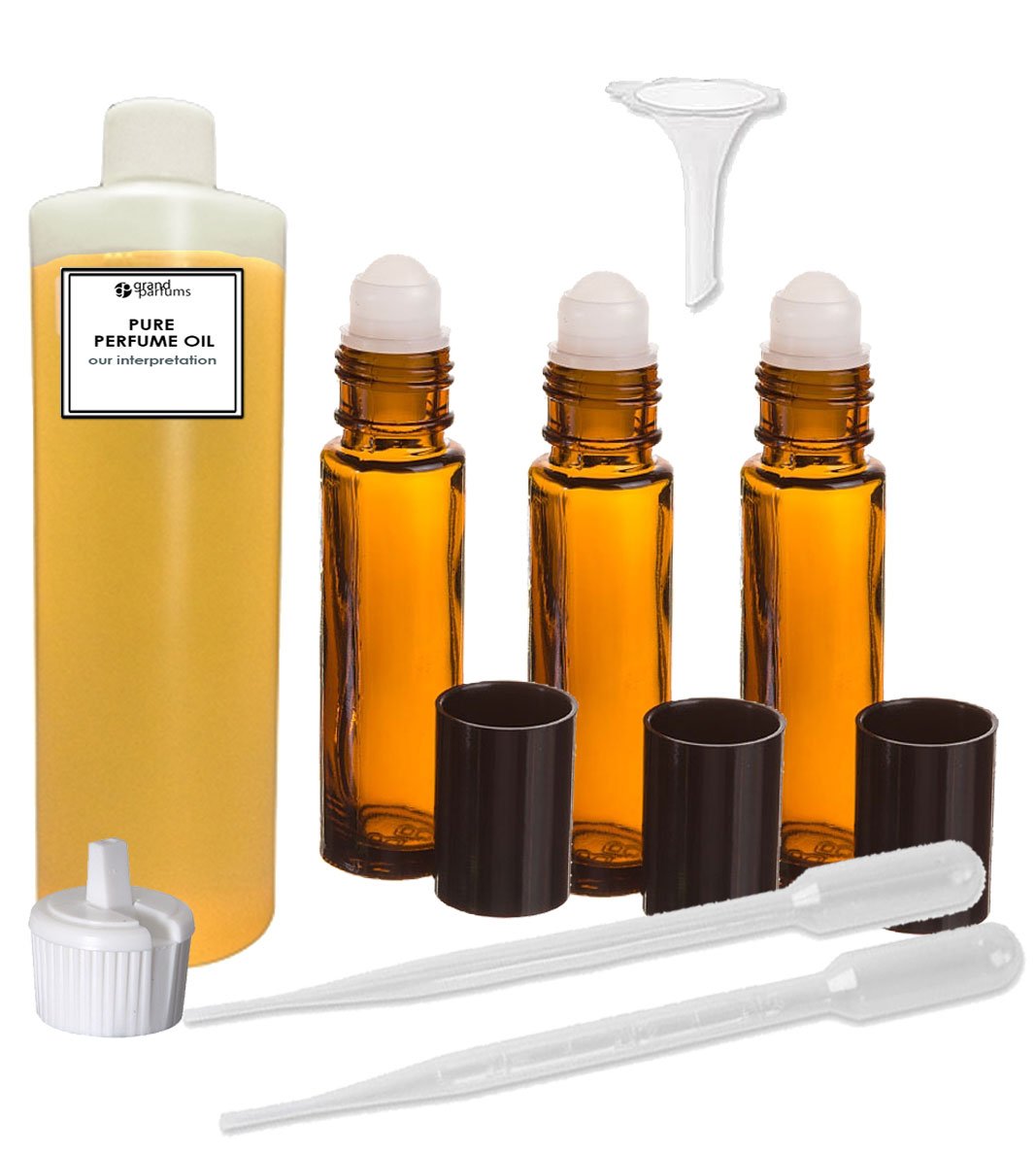 Grand Parfums Perfume Oil Set - Black Code For Men Type (1 Oz, 3 Roll On Bottles with Filling Tools) | Long-Lasting Fragrance for Daily Wear, Dating & Special Occasions