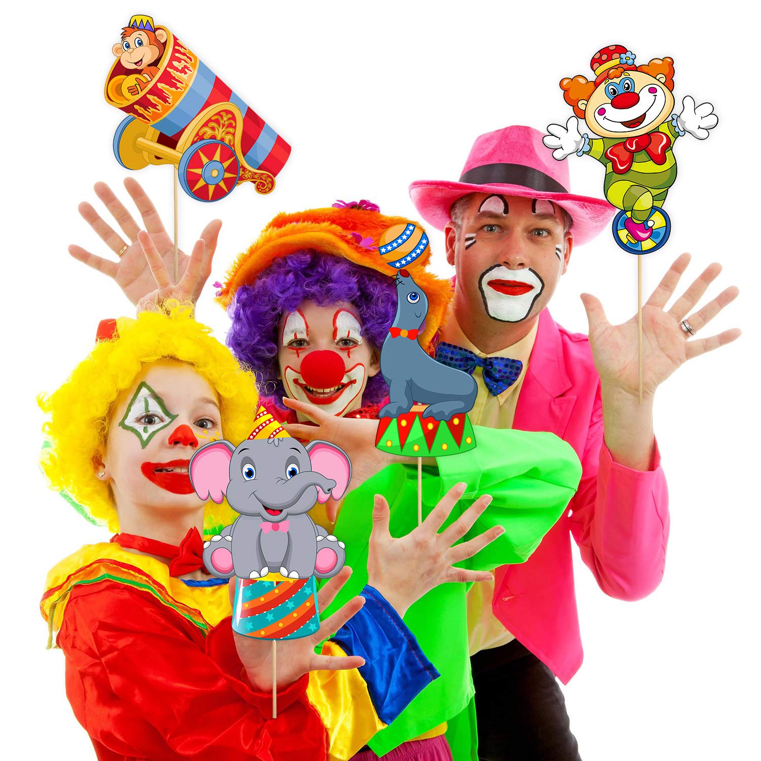 24-Piece Carnival Cutouts Party Supplies - Circus Theme Birthday Decorations with Animals & Clowns | Perfect for Circus-Themed Parties, Carnival Events, and Birthday Celebrations